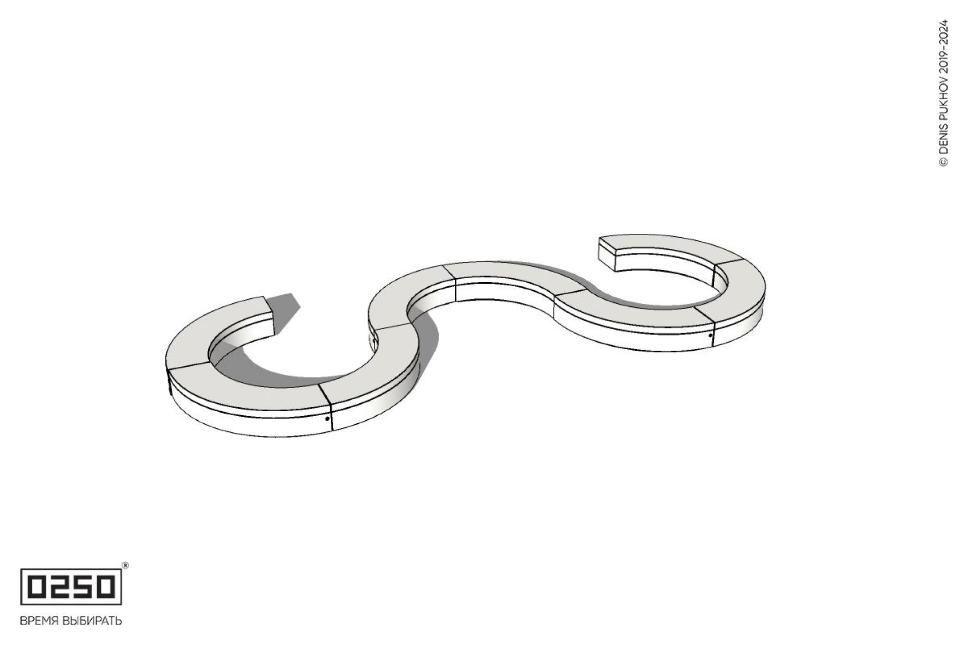 Уличная Бетонная W-образная волнообразная закрытая скамейка на блоке производство 0250