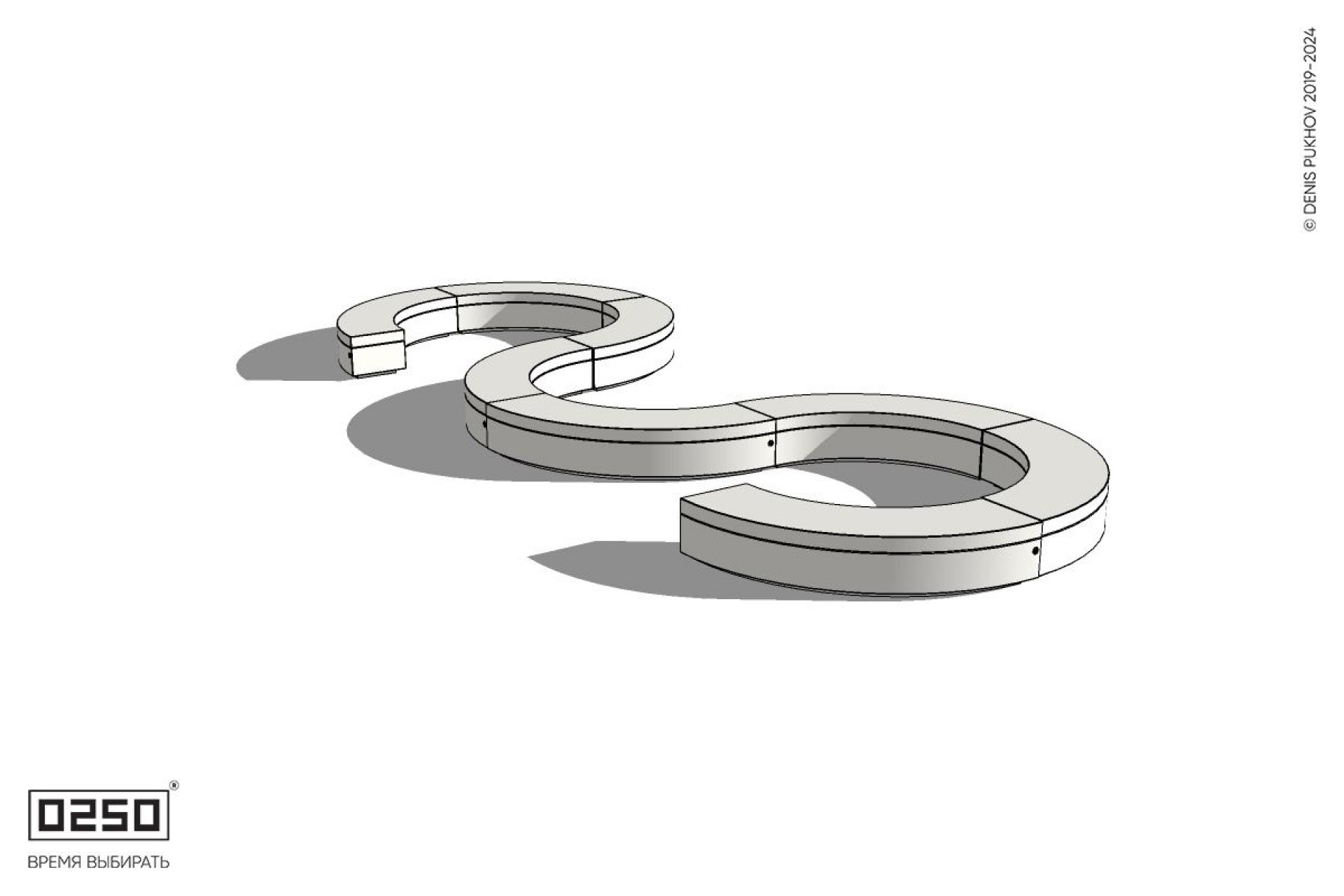 Уличная Бетонная W-образная волнообразная закрытая скамейка на блоке производство 0250