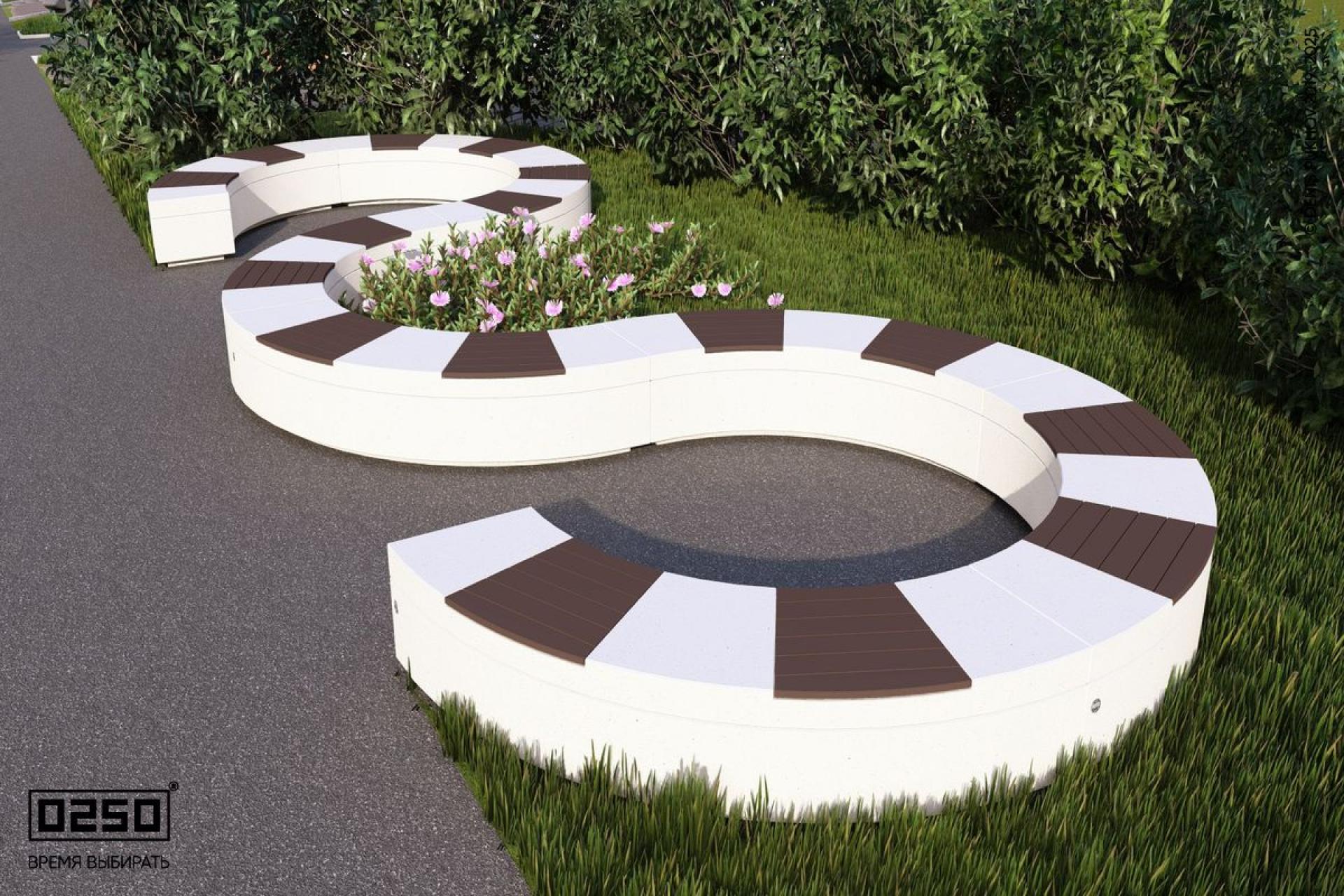 Уличная W-образная волнообразная скамейка закрытая на блоке производство 0250, module