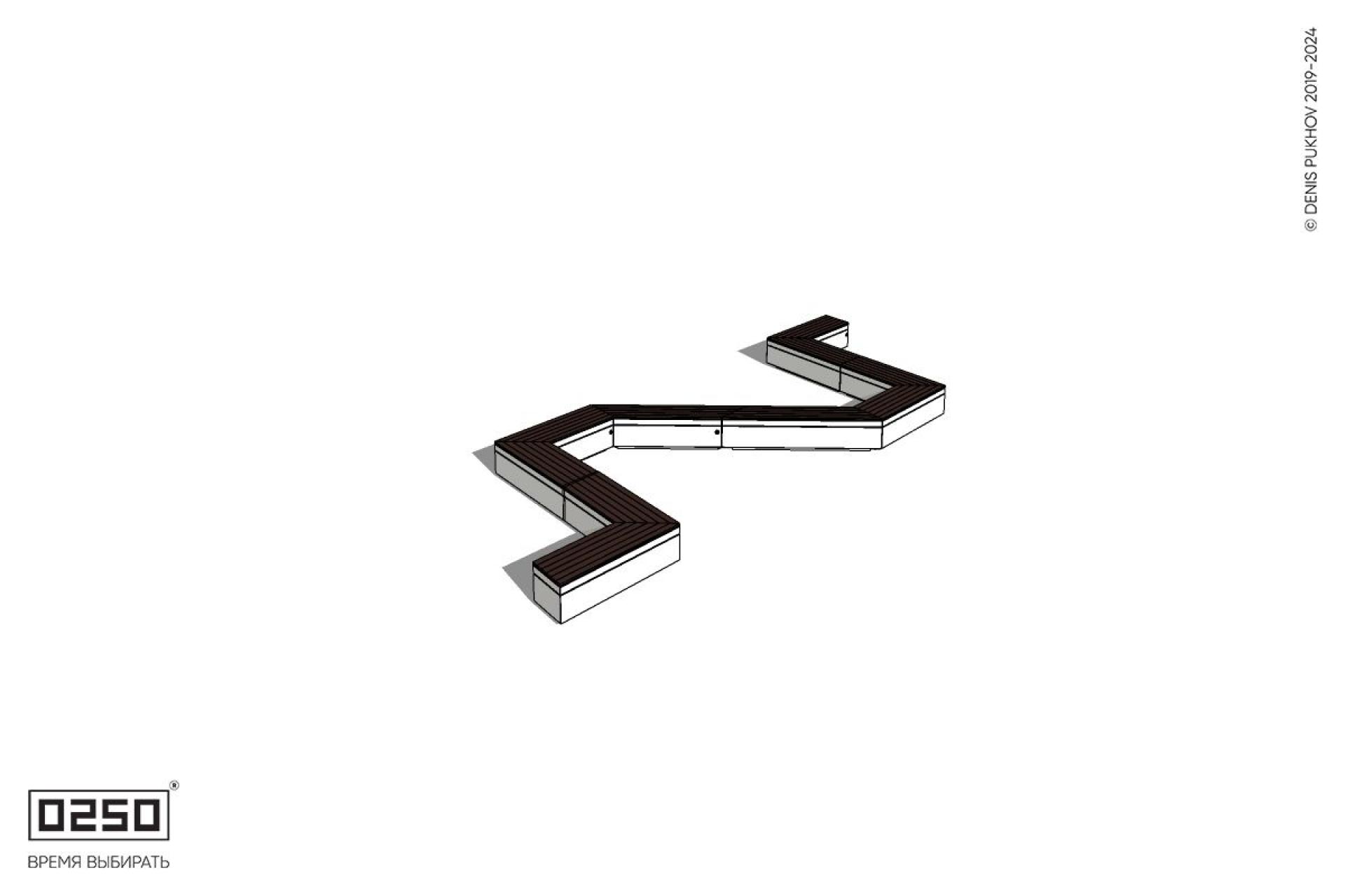 Уличная N-образная трапецеидальная широкая скамейка на блоке производство 0250