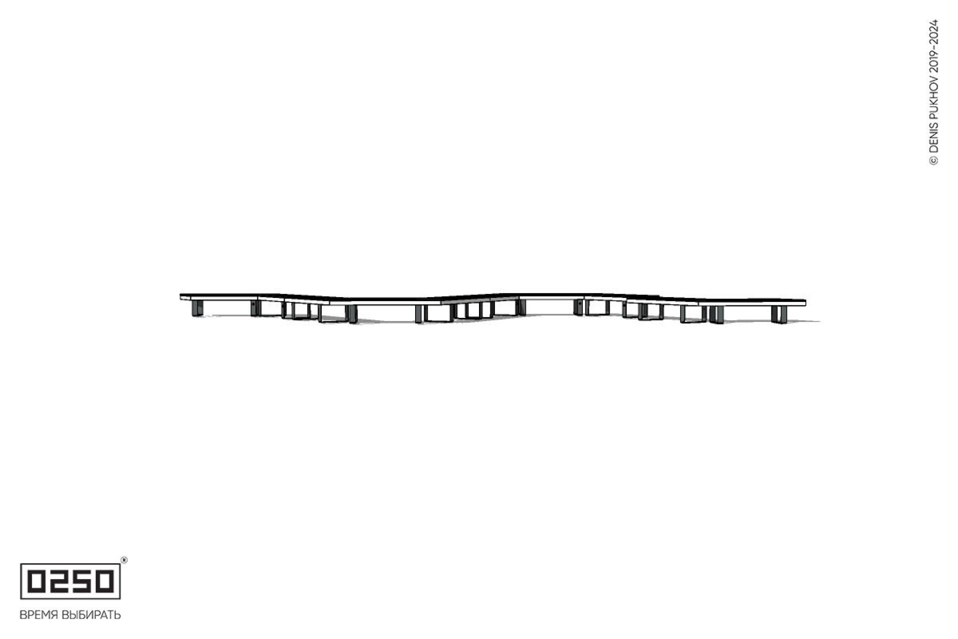 Уличная N-образная трапецеидальная широкая скамейка на ножках производство 0250