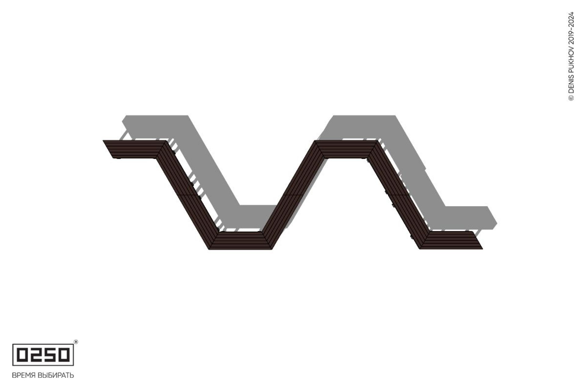 Уличная N-образная трапецеидальная широкая скамейка на ножках производство 0250, module