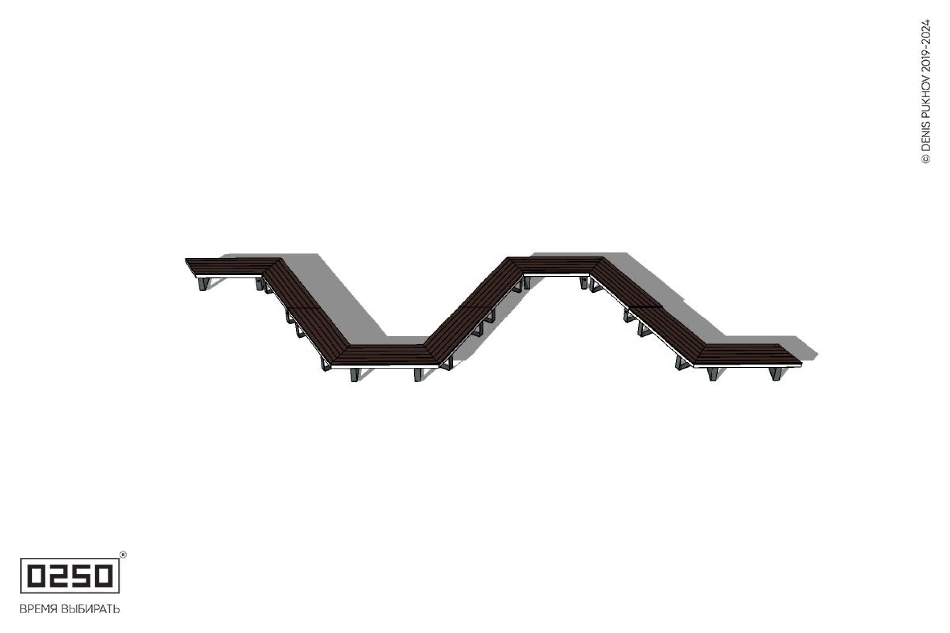 Уличная N-образная трапецеидальная широкая скамейка на ножках производство 0250