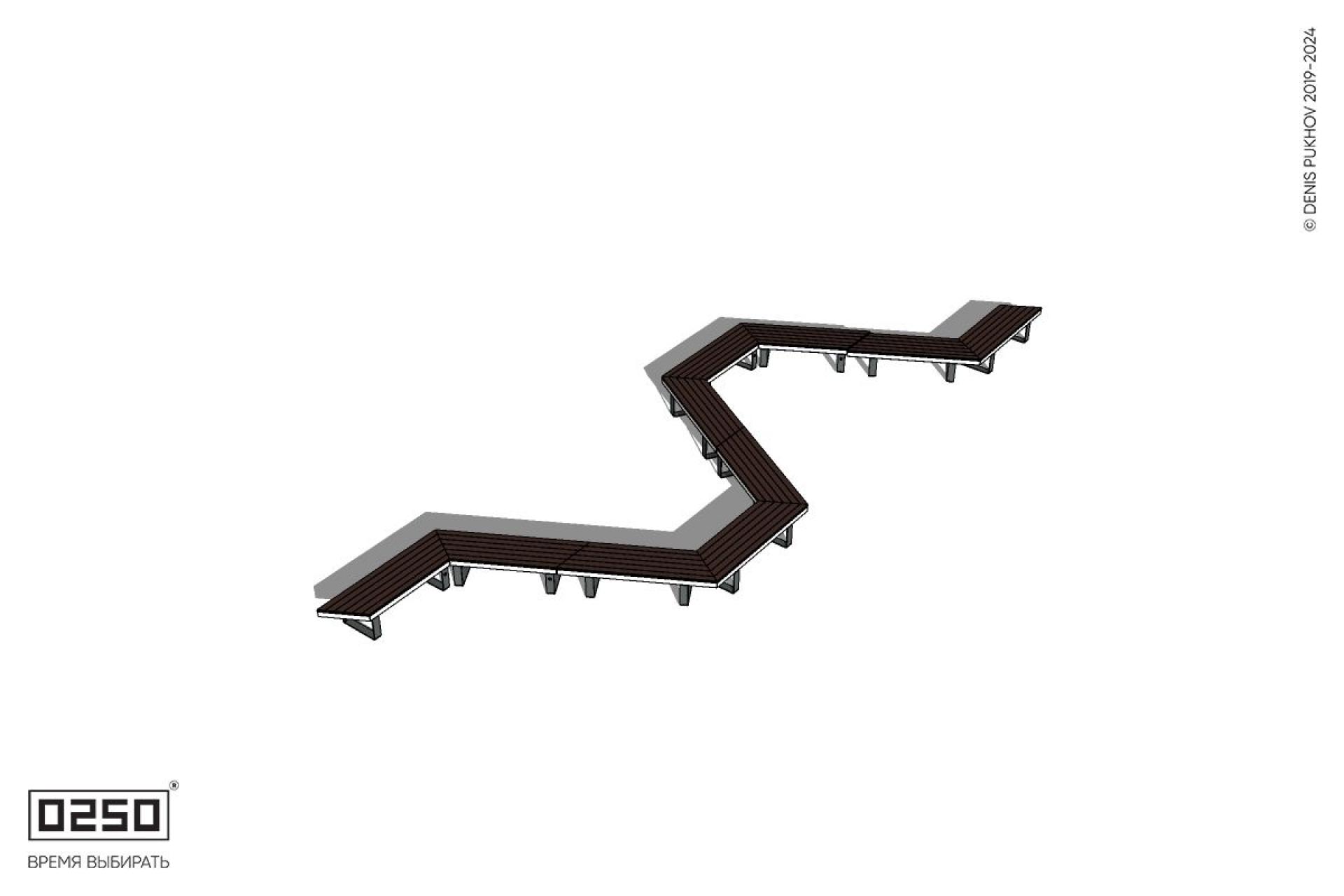 Уличная N-образная трапецеидальная широкая скамейка на ножках производство 0250