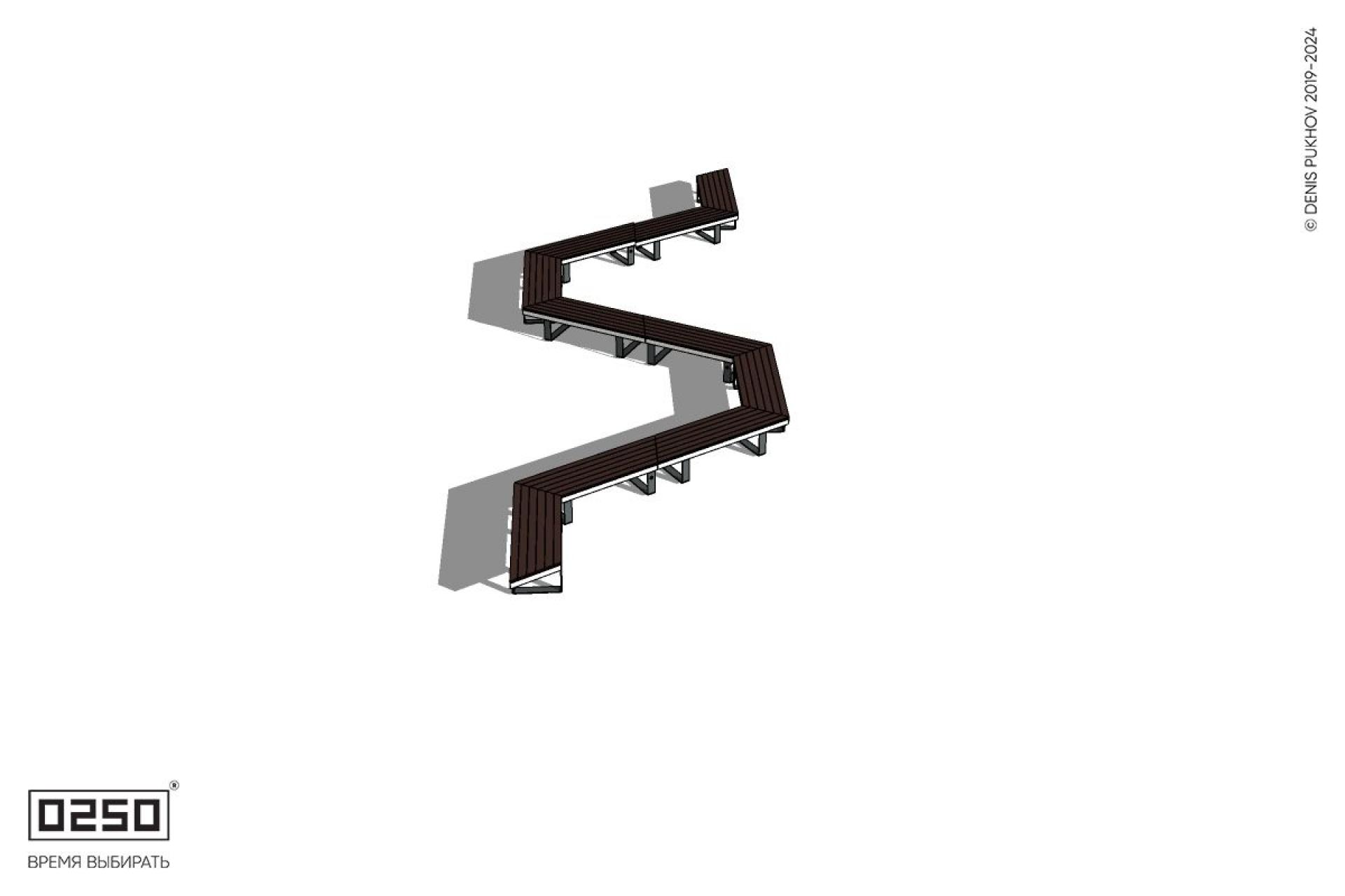 Уличная N-образная трапецеидальная широкая скамейка на ножках производство 0250