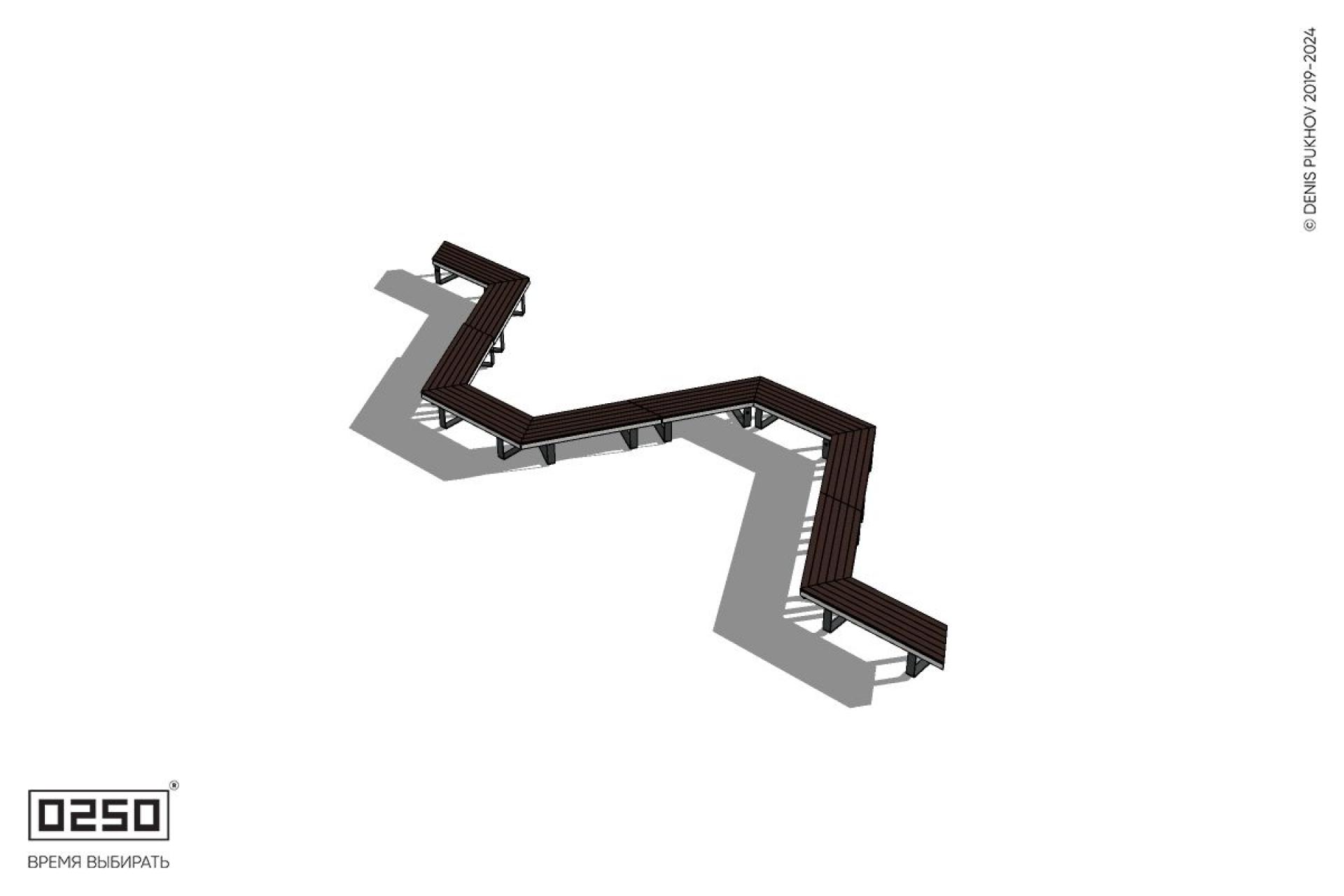 Уличная N-образная трапецеидальная широкая скамейка на ножках производство 0250