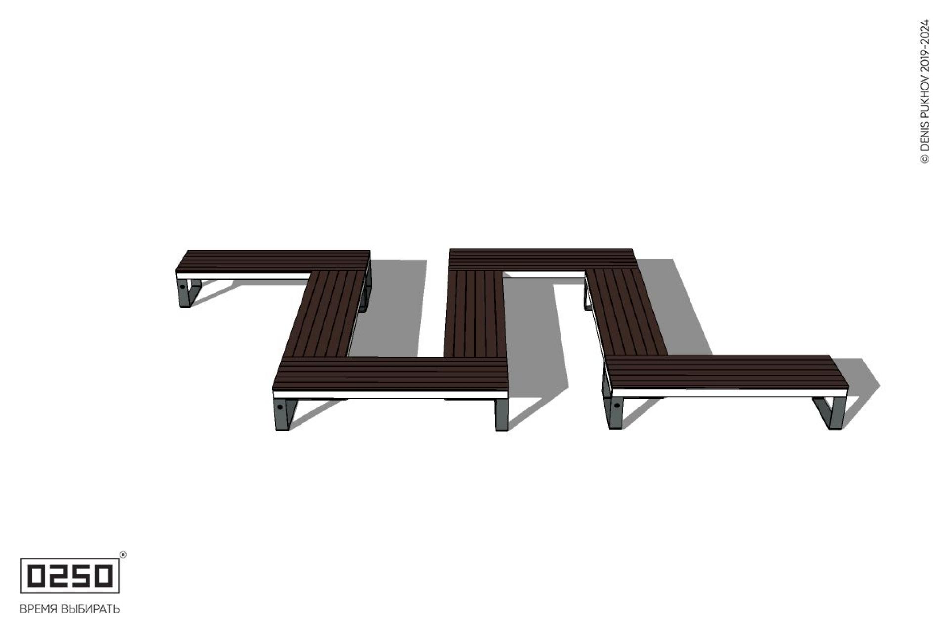 Уличная N-образная широкая прямоугольная скамейка на ножках производство 0250