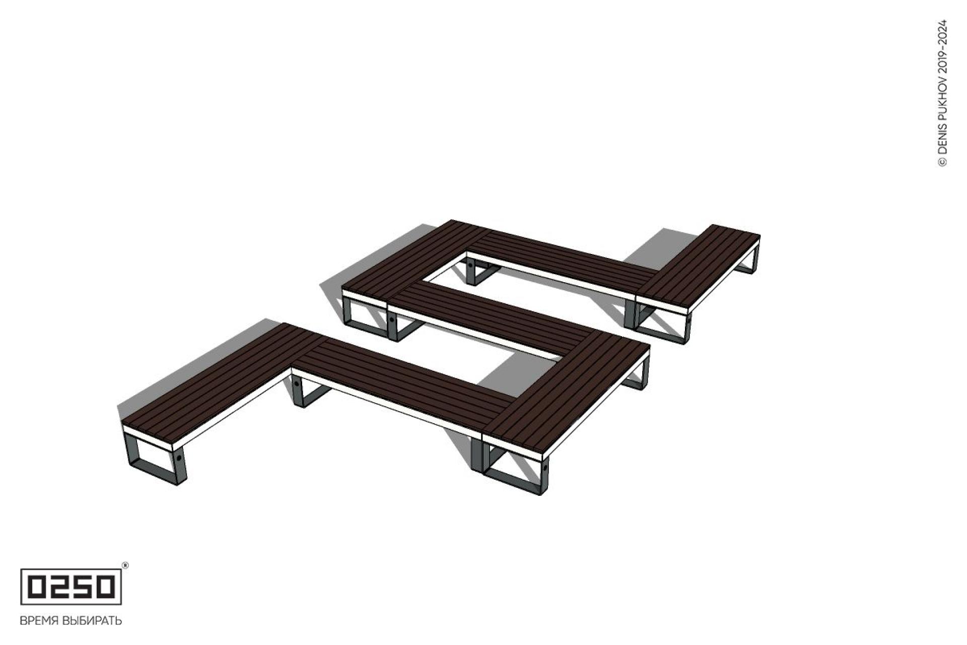 Уличная N-образная широкая прямоугольная скамейка на ножках производство 0250