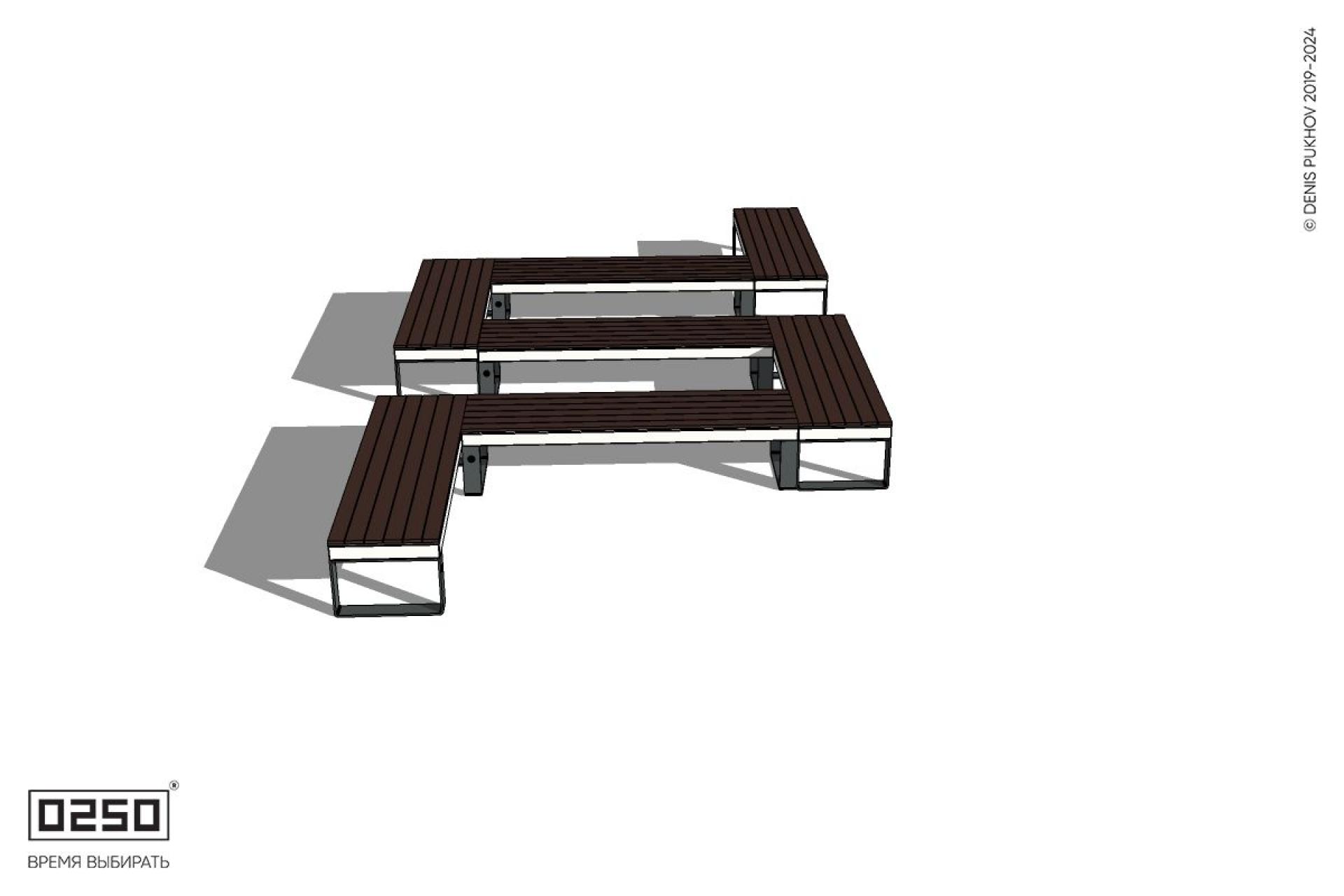 Уличная N-образная широкая прямоугольная скамейка на ножках производство 0250