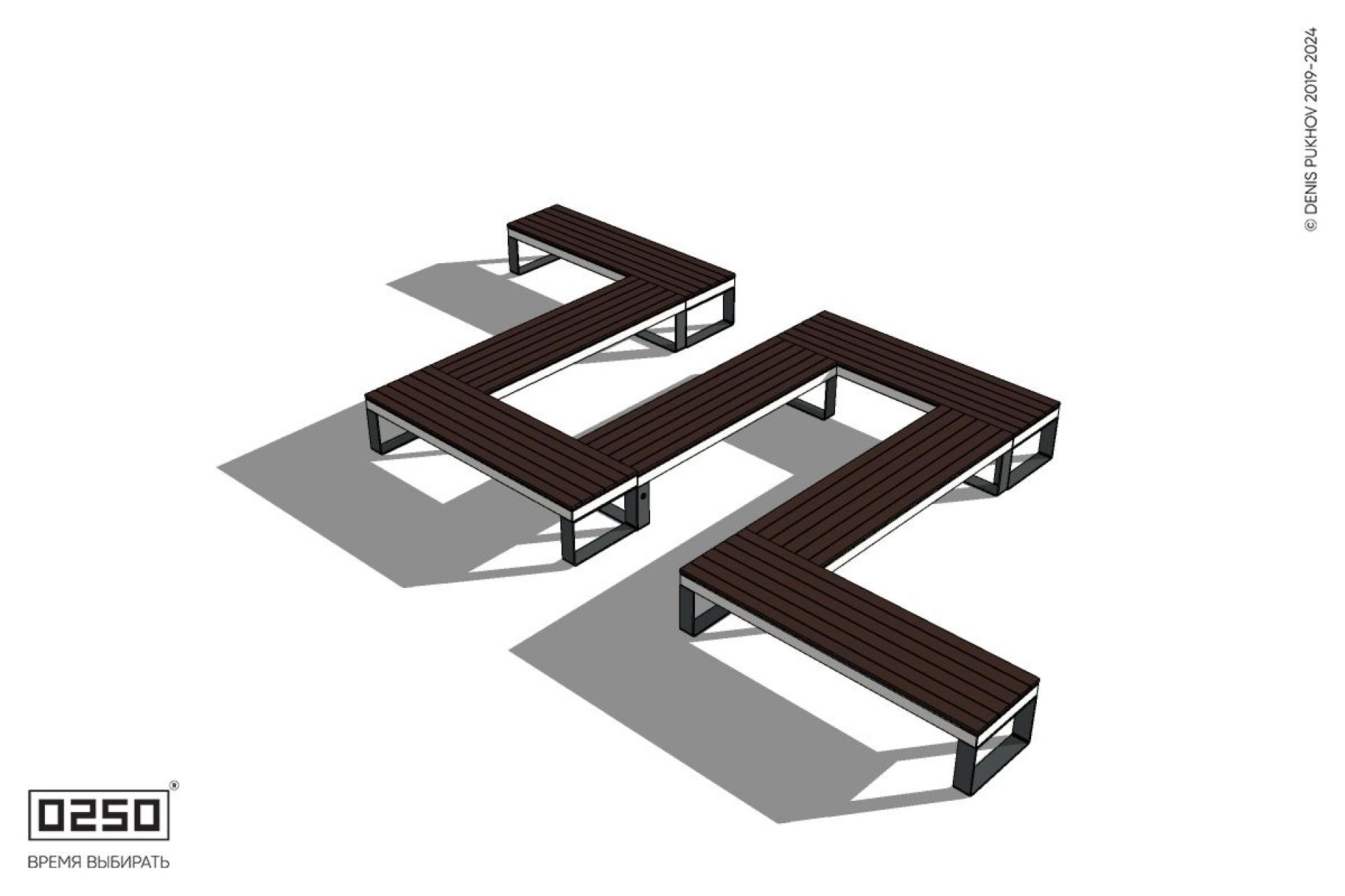 Уличная N-образная широкая прямоугольная скамейка на ножках производство 0250