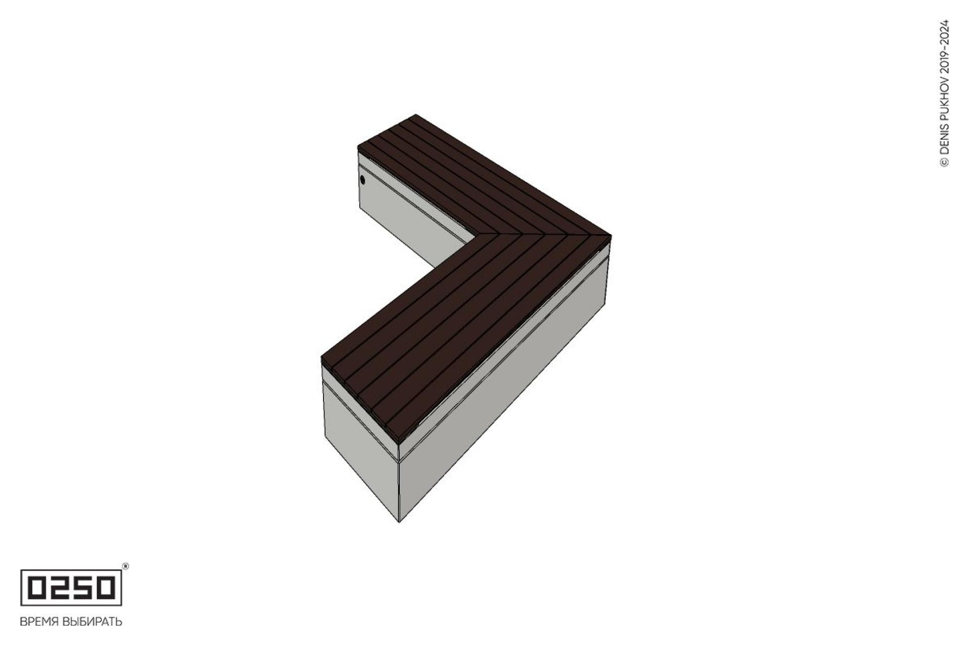 Уличная Широкоугловая скошенная скамейка  на блоке производство 0250