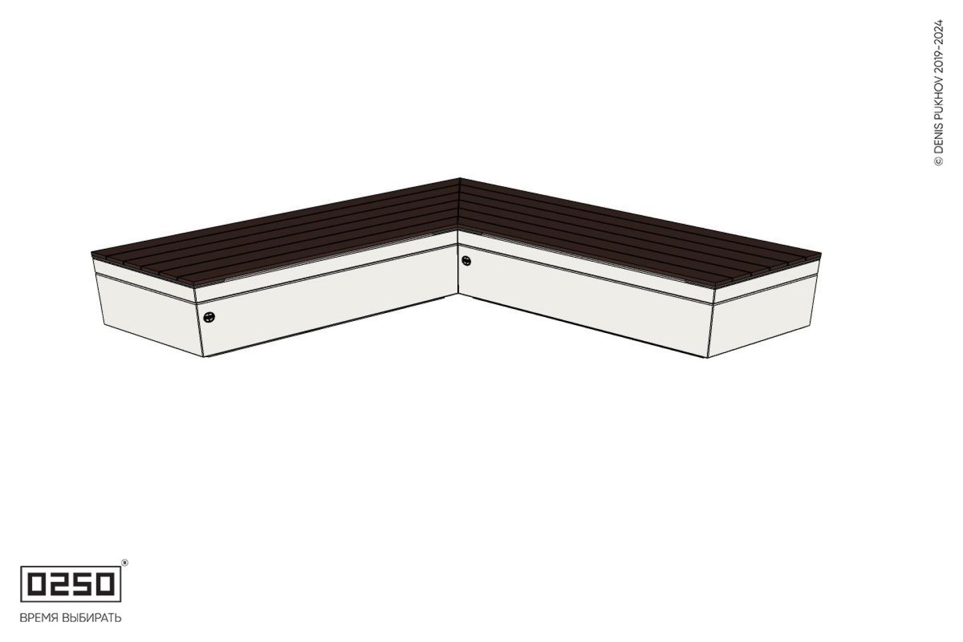 Уличная Широкоугловая скошенная скамейка  на блоке производство 0250