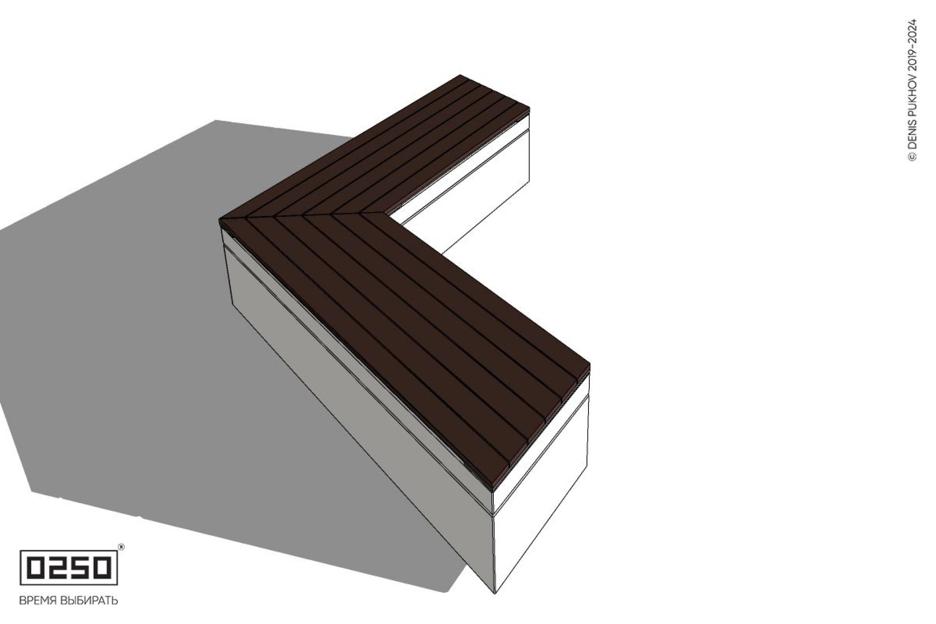 Уличная Широкоугловая скошенная скамейка  на блоке производство 0250