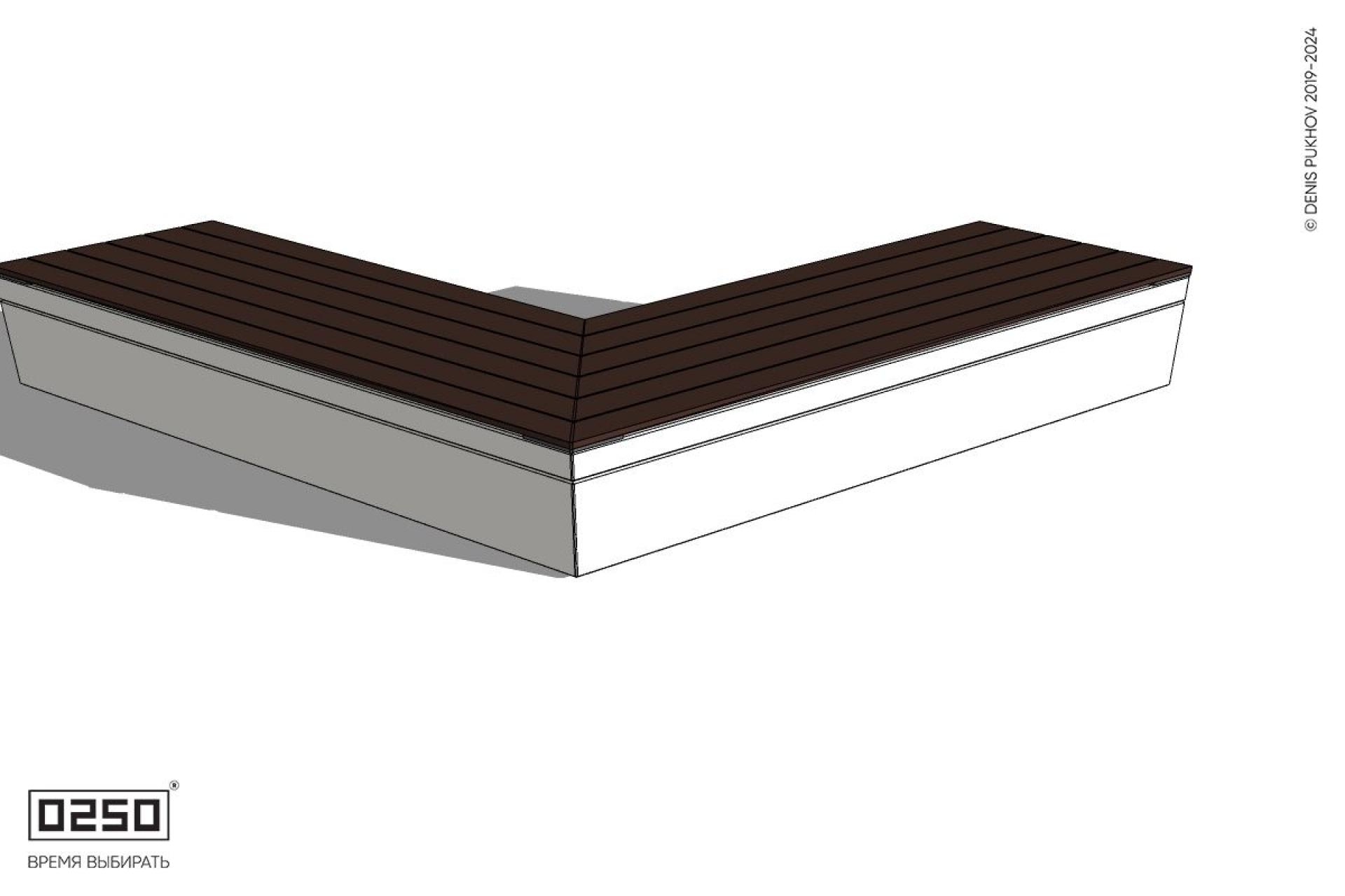 Уличная Широкоугловая скошенная скамейка  на блоке производство 0250