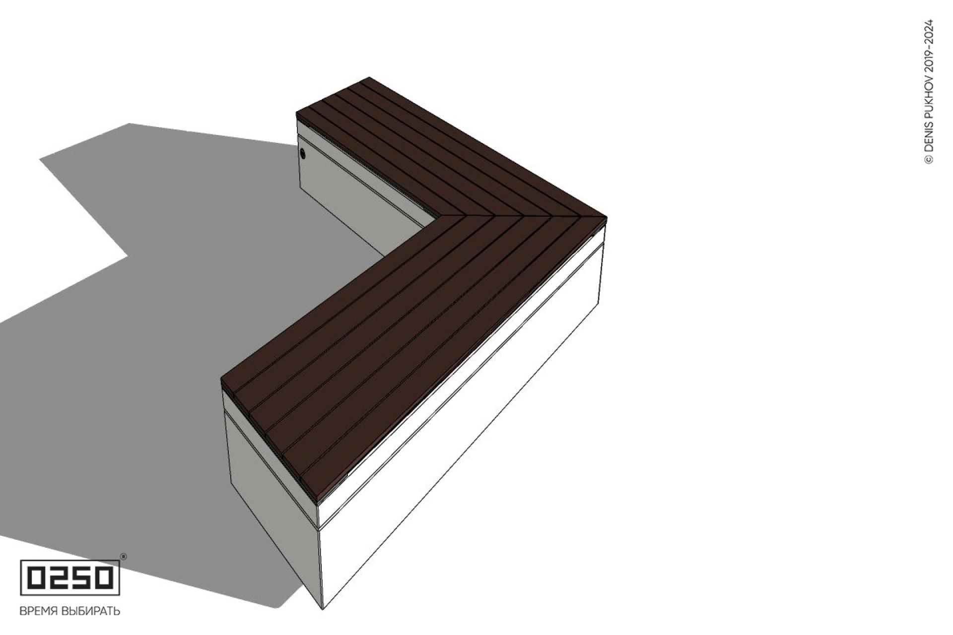 Уличная Широкоугловая скошенная скамейка  на блоке производство 0250