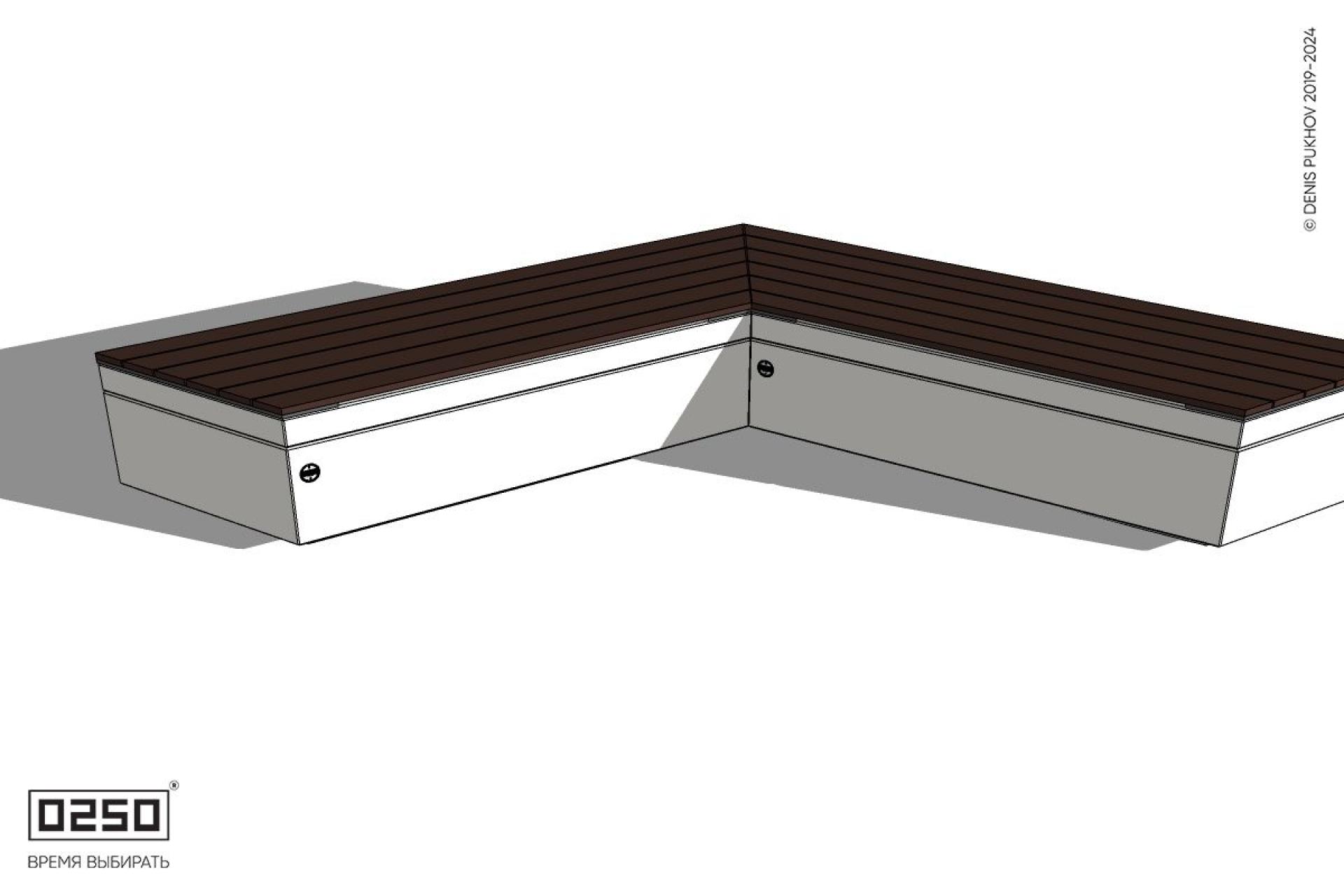 Уличная Широкоугловая скошенная скамейка  на блоке производство 0250