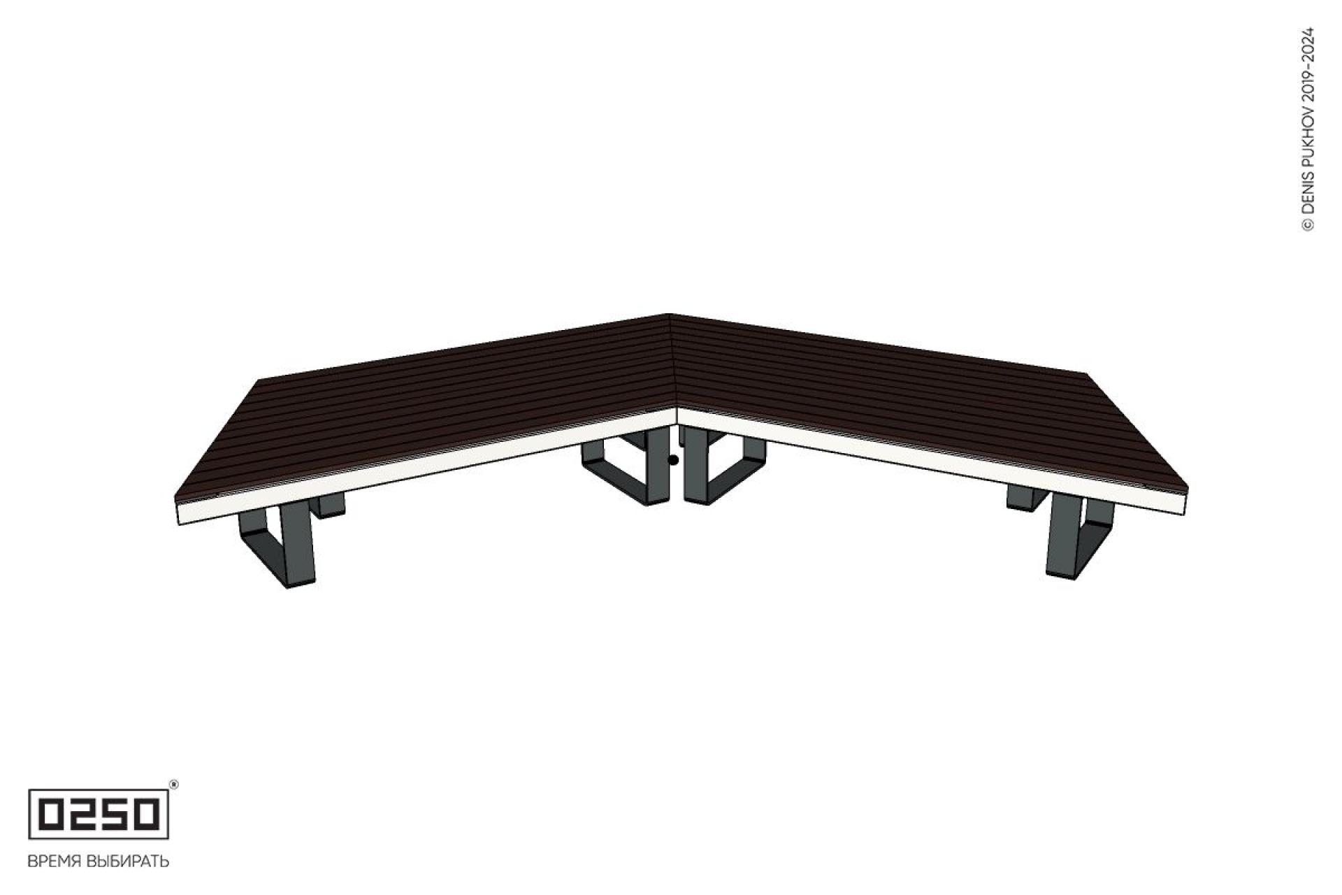 Уличная Широкоугловая двухсторонняя с контрскошенная скамейка на ножках производство 0250