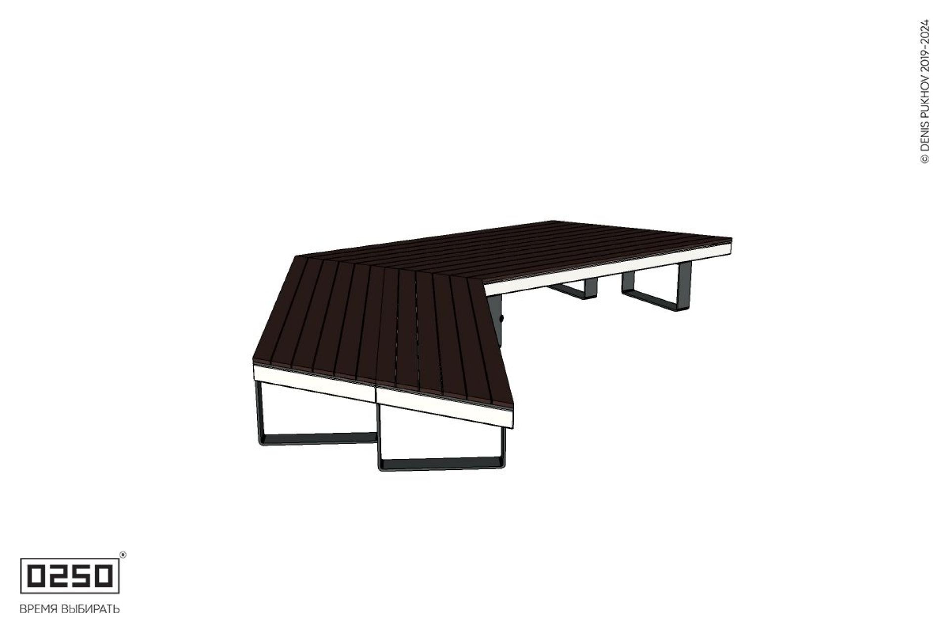 Уличная Широкоугловая двухсторонняя с контрскошенная скамейка на ножках производство 0250