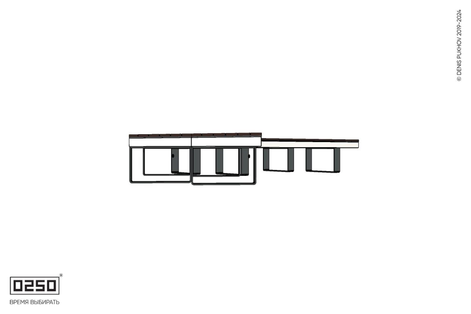 Уличная Широкоугловая двухсторонняя с контрскошенная скамейка на ножках производство 0250