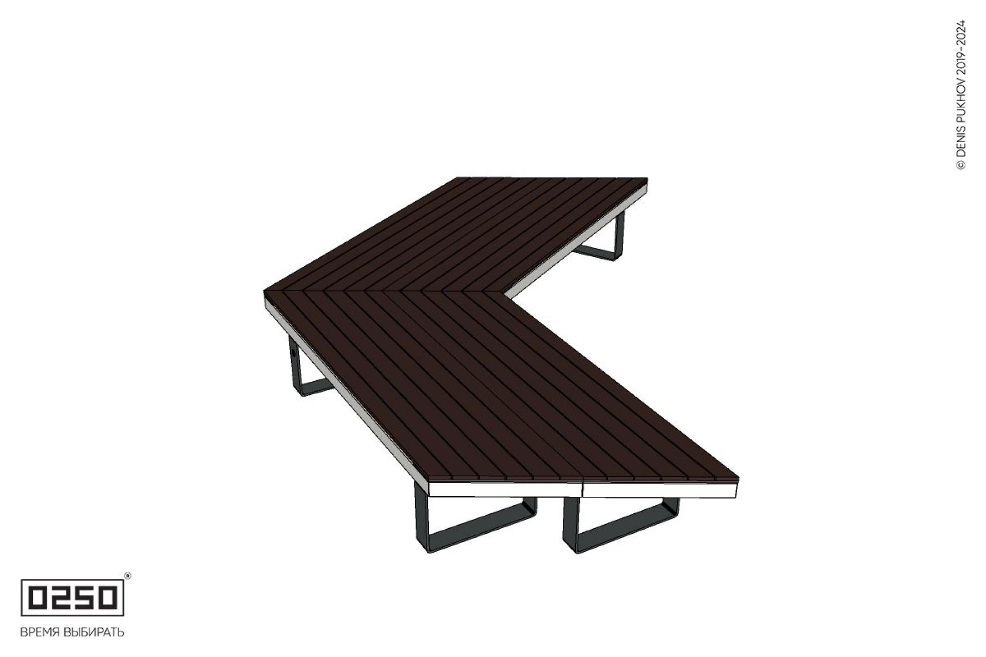 Уличная Широкоугловая двухсторонняя с контрскошенная скамейка на ножках производство 0250