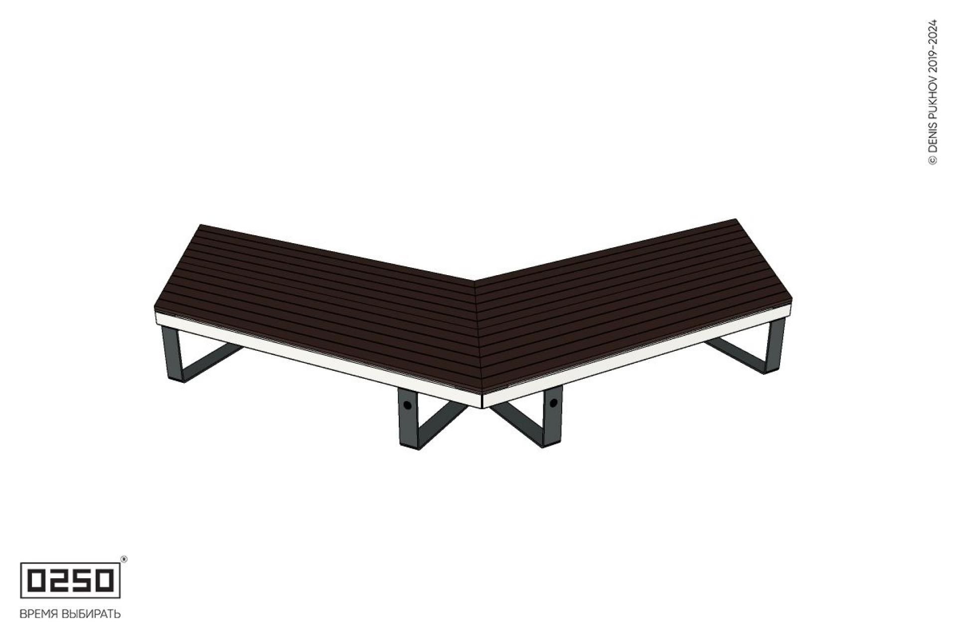 Уличная Широкоугловая двухсторонняя с контрскошенная скамейка на ножках производство 0250
