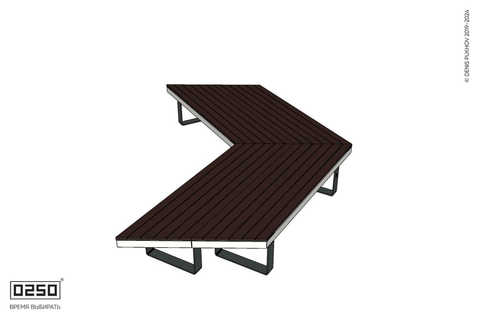 Уличная Широкоугловая двухсторонняя с контрскошенная скамейка на ножках производство 0250