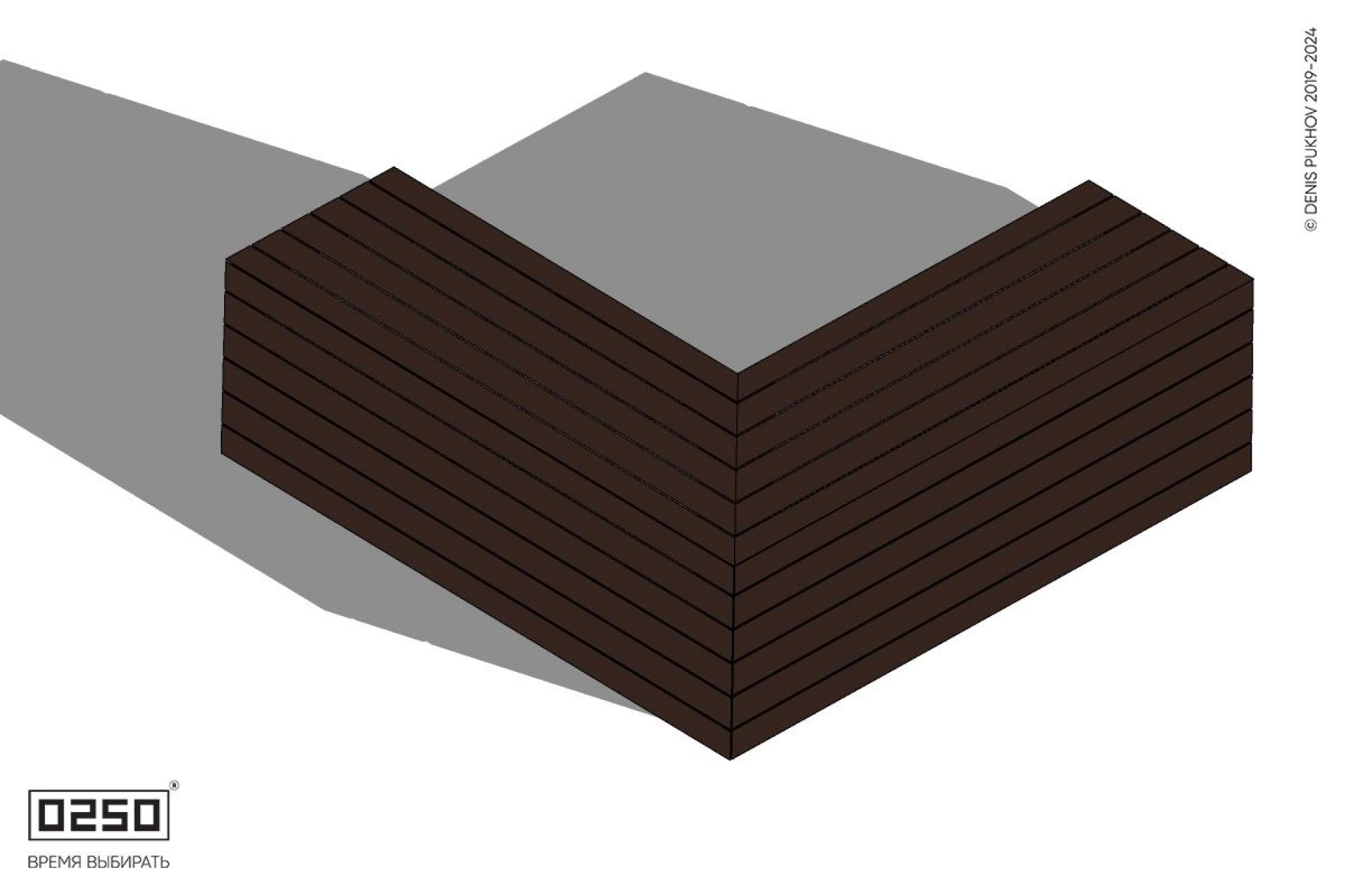 Уличная Широкоугловая двухсторонняя с клиновидными торцами скамейка на блоке производство 0250