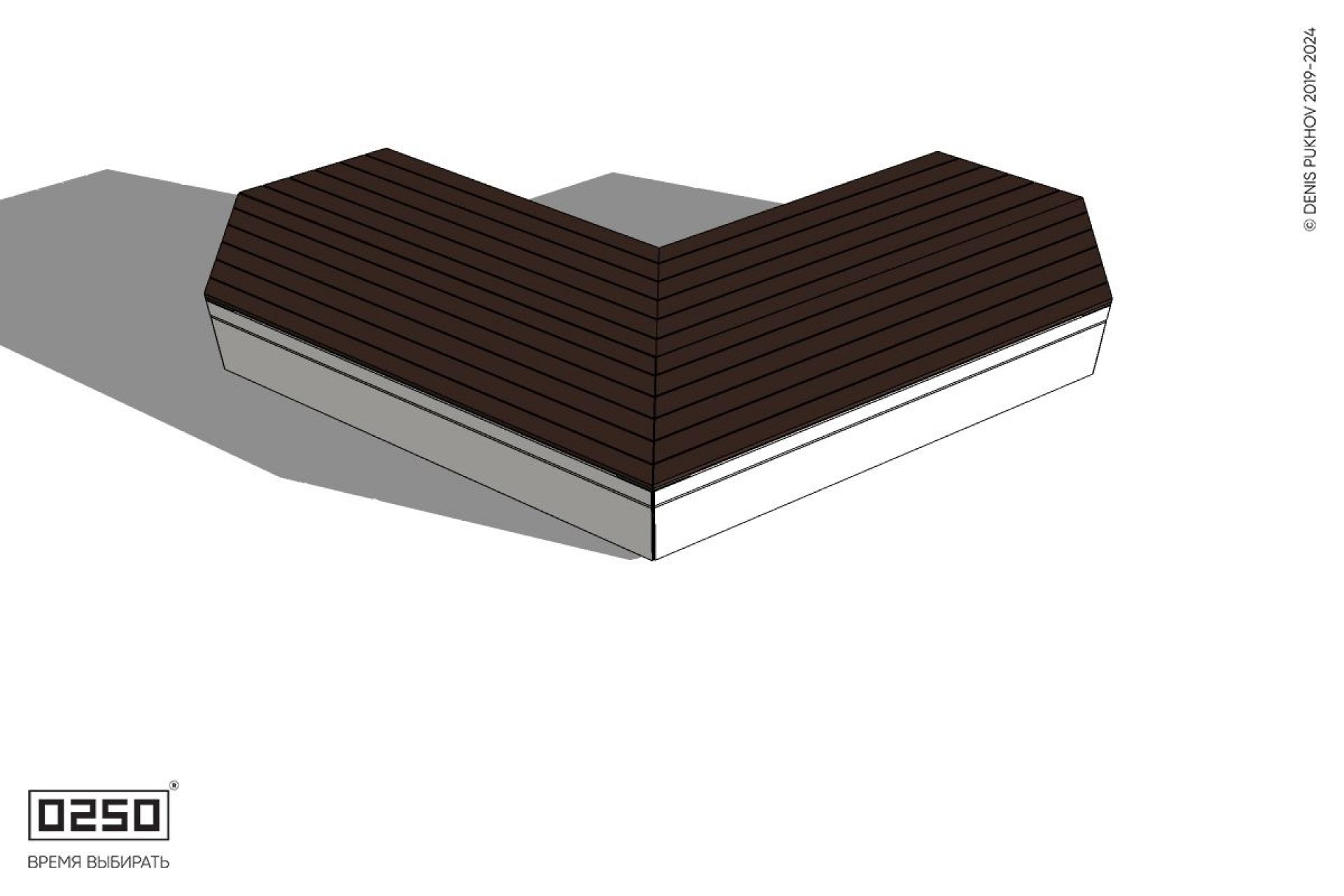 Уличная Широкоугловая двухсторонняя с клиновидными торцами скамейка на блоке производство 0250, module