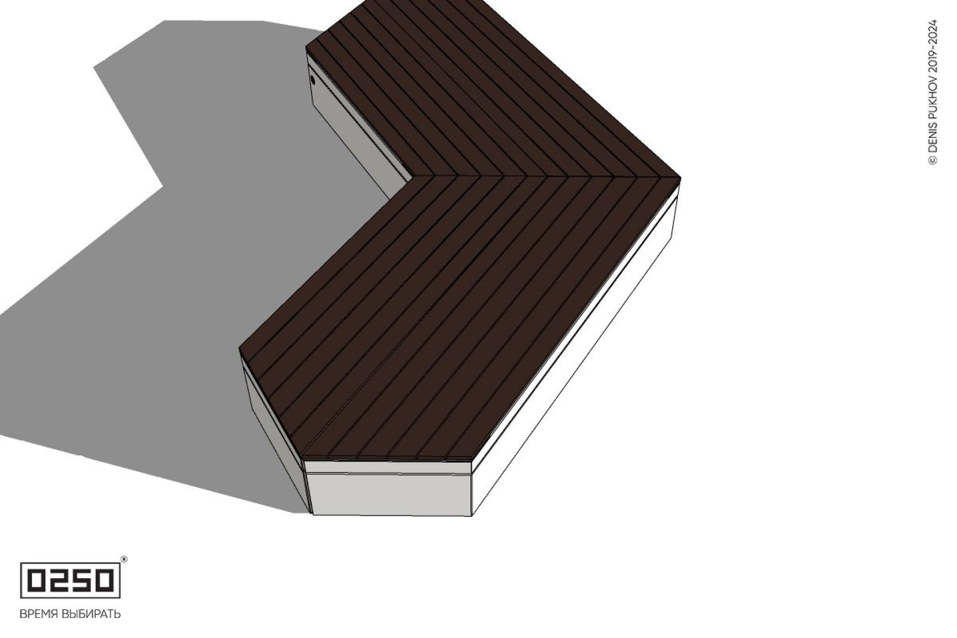 Уличная Широкоугловая двухсторонняя с клиновидными торцами скамейка на блоке производство 0250