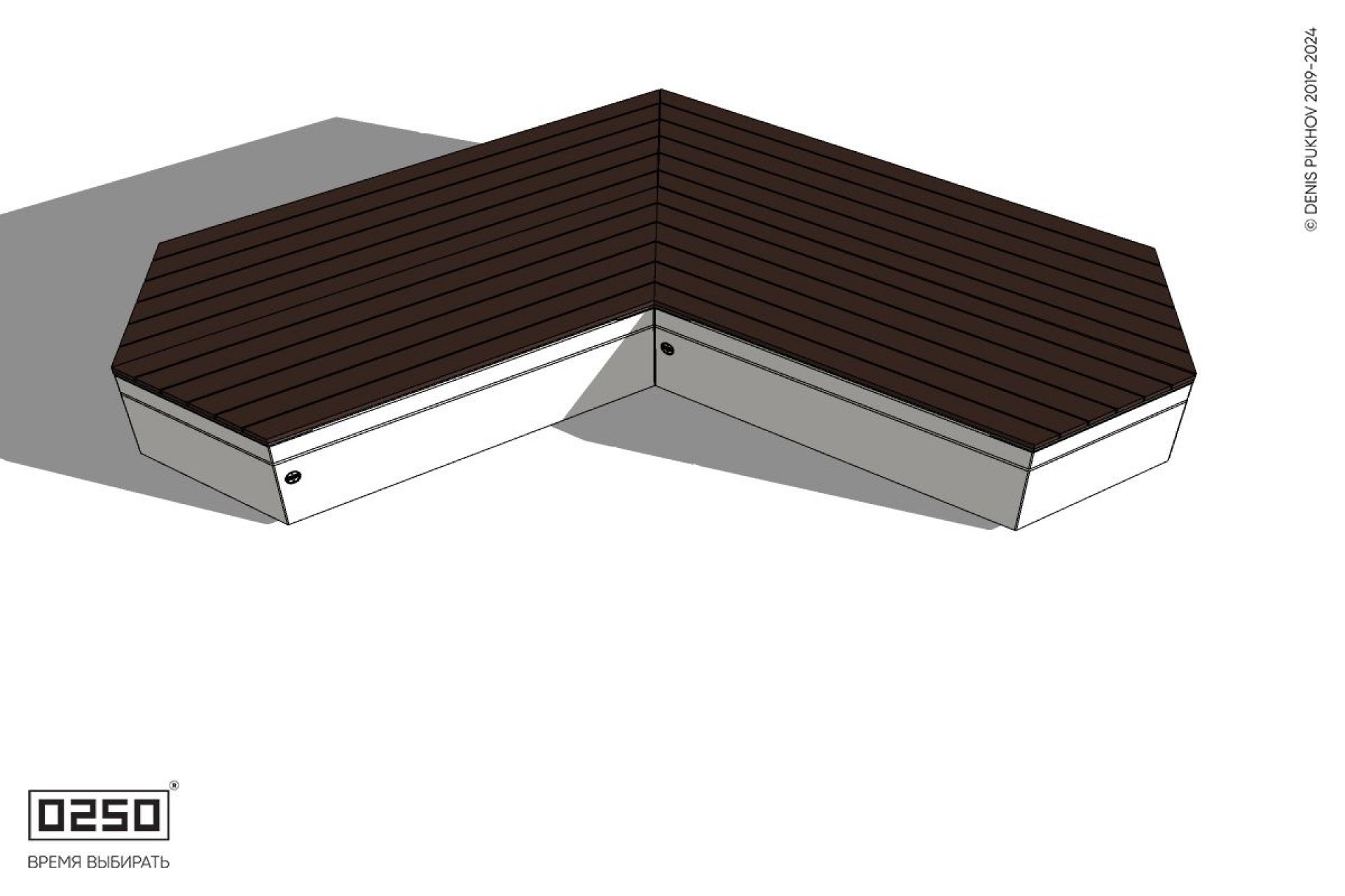 Уличная Широкоугловая двухсторонняя с клиновидными торцами скамейка на блоке производство 0250