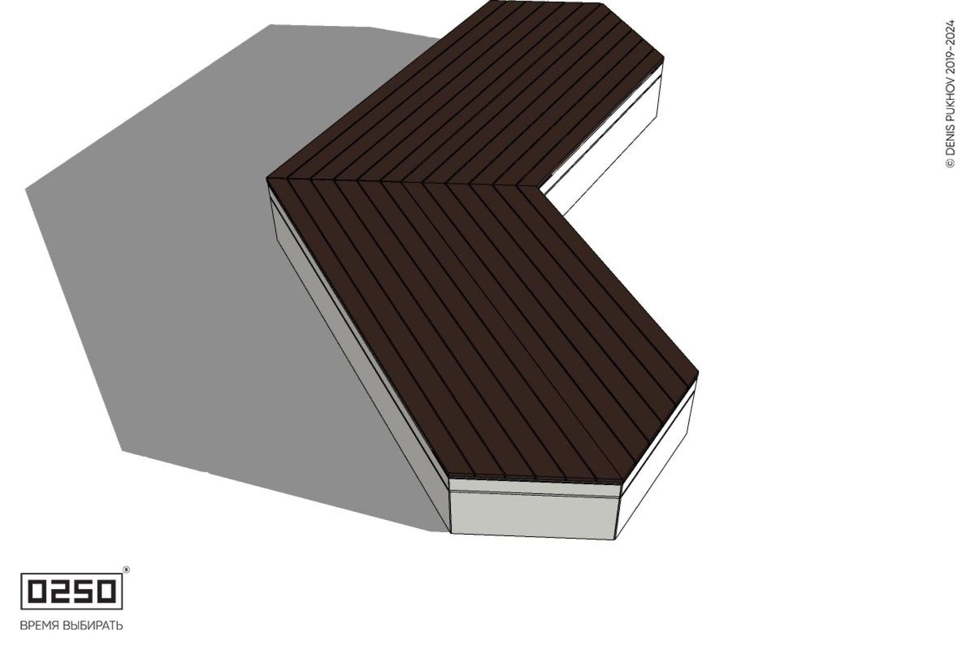 Уличная Широкоугловая двухсторонняя с клиновидными торцами скамейка на блоке производство 0250