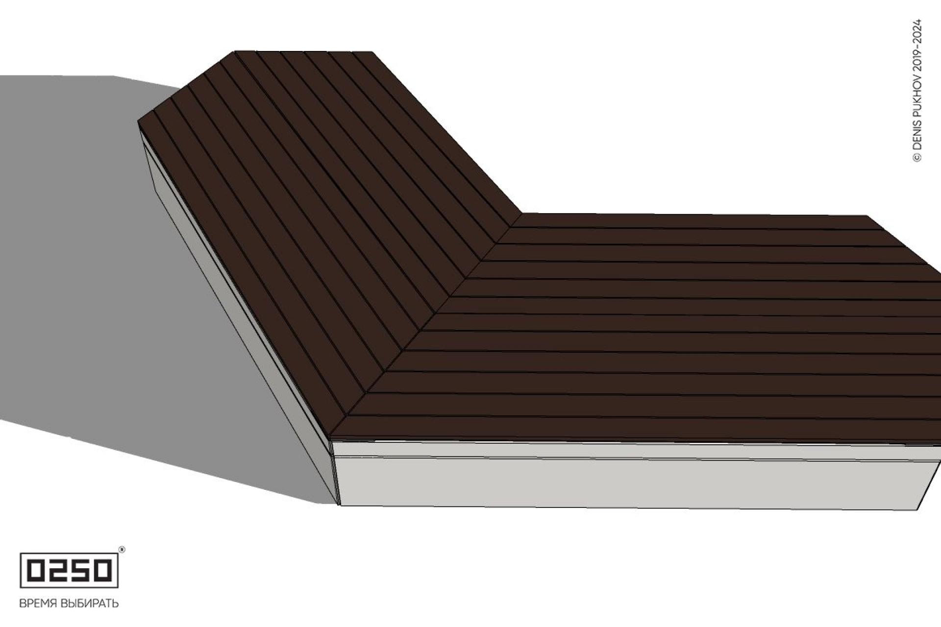 Уличная Широкоугловая двухсторонняя с клиновидными торцами скамейка на блоке производство 0250