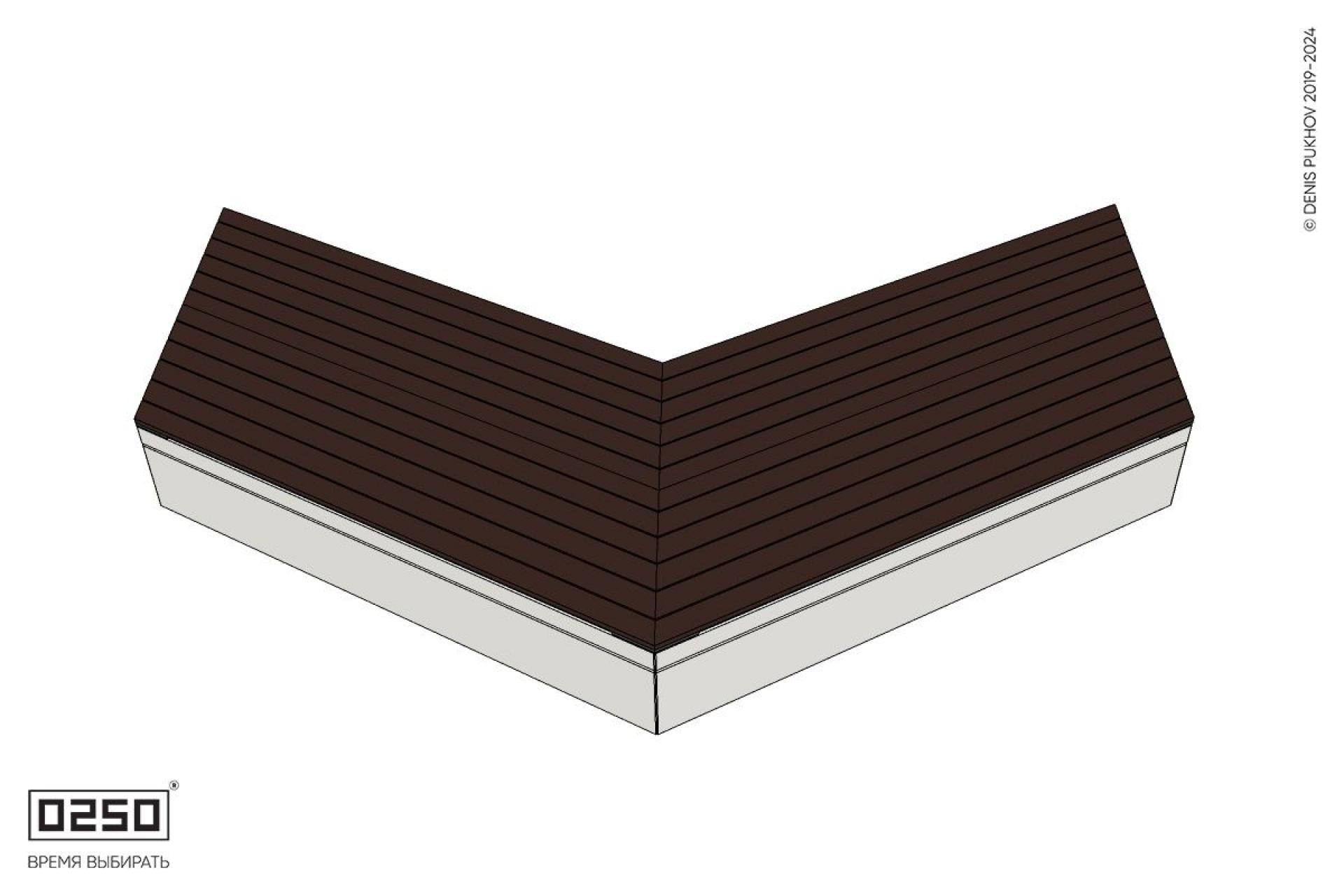 Уличная Широкоугловая двухсторонняя контрскошенная скамейка на блоке производство 0250