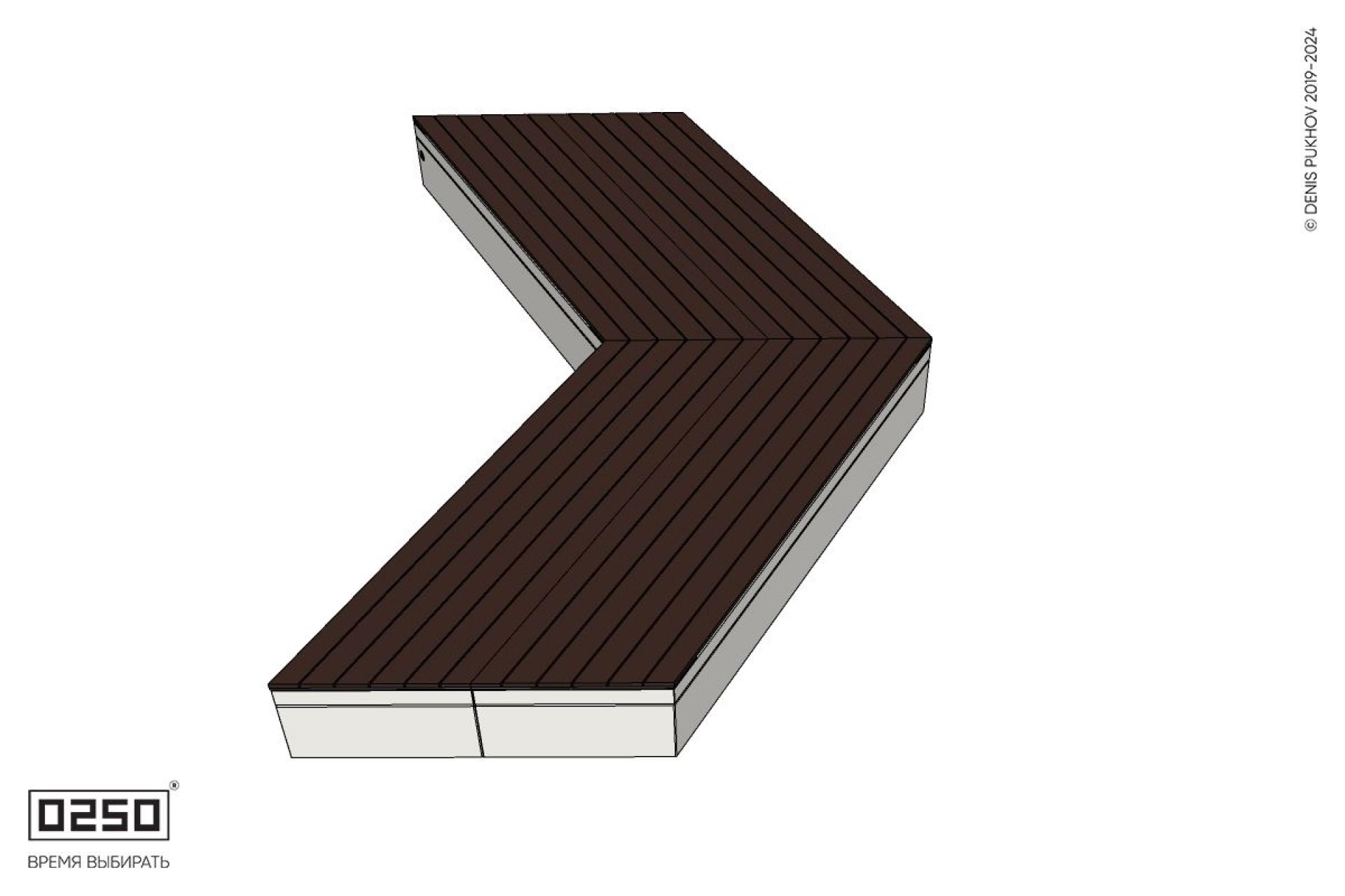 Уличная Широкоугловая двухсторонняя контрскошенная скамейка на блоке производство 0250