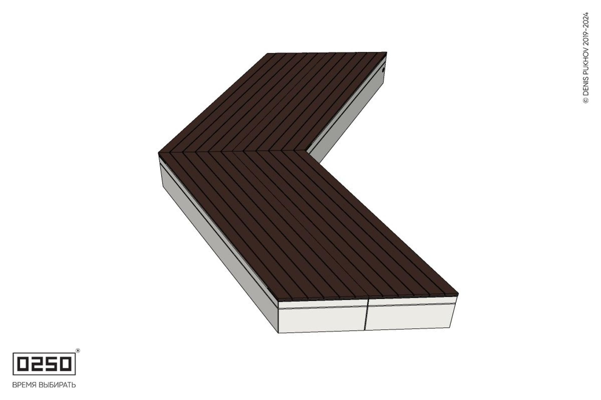 Уличная Широкоугловая двухсторонняя контрскошенная скамейка на блоке производство 0250