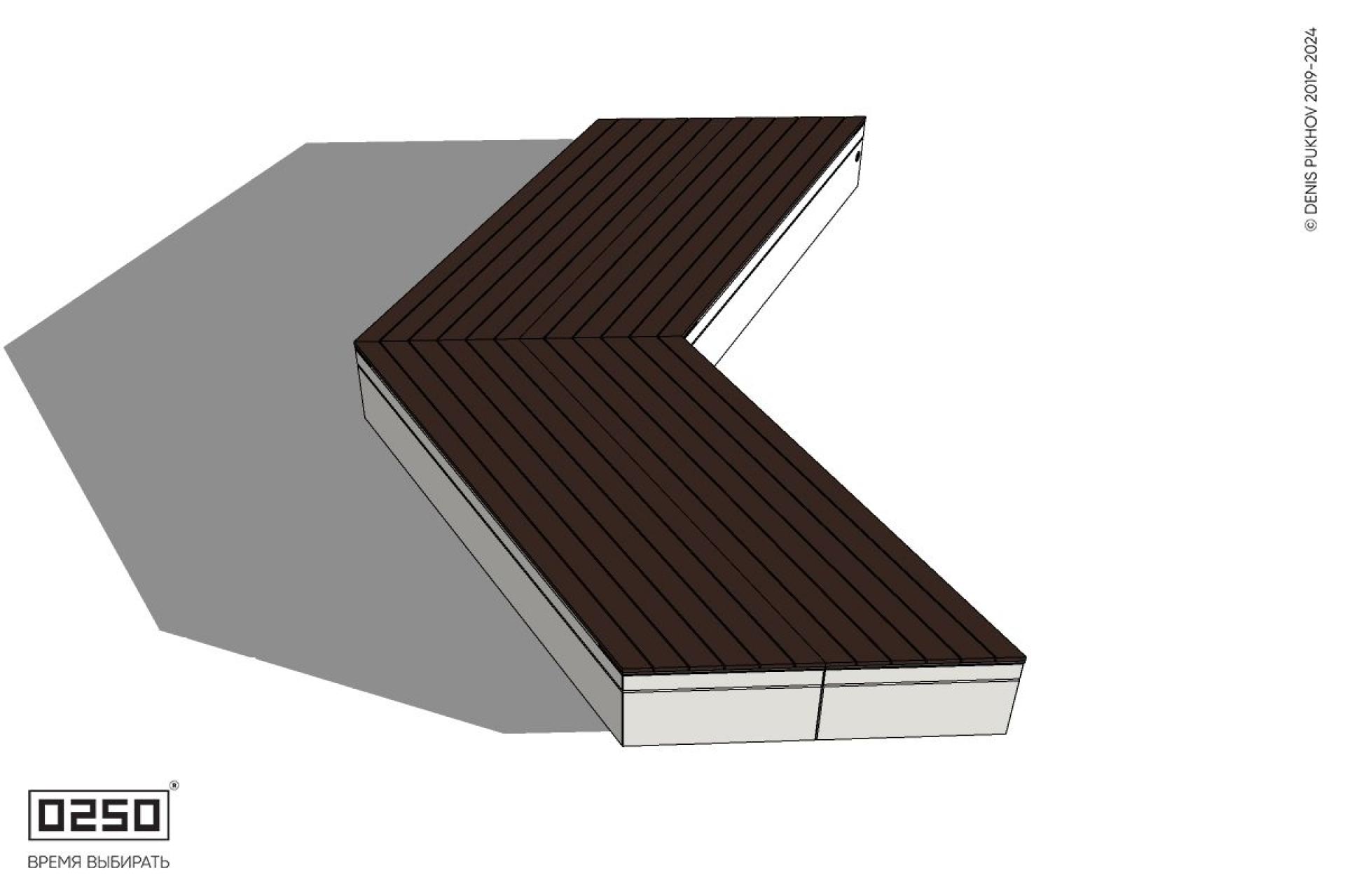 Уличная Широкоугловая двухсторонняя контрскошенная скамейка на блоке производство 0250