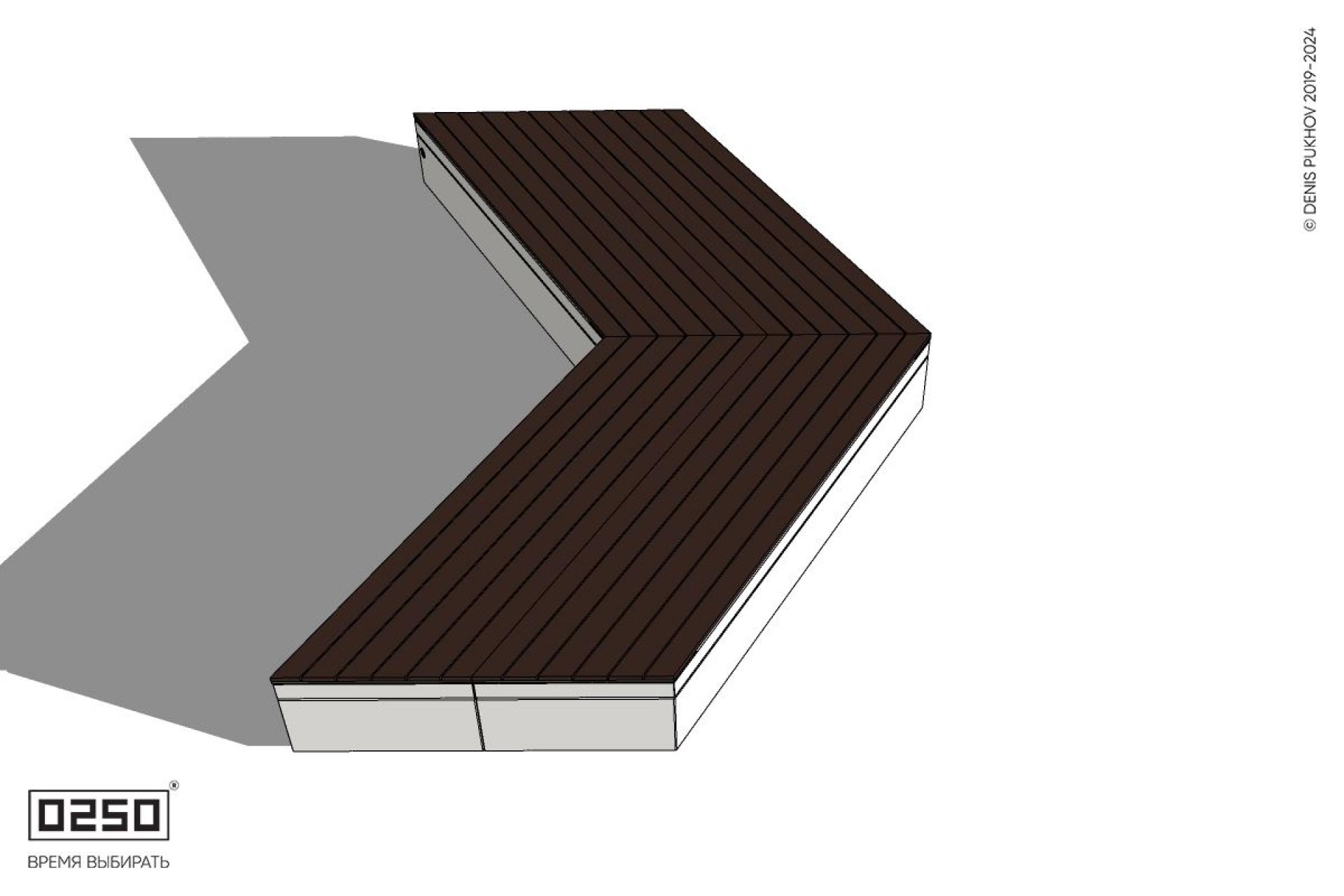 Уличная Широкоугловая двухсторонняя контрскошенная скамейка на блоке производство 0250