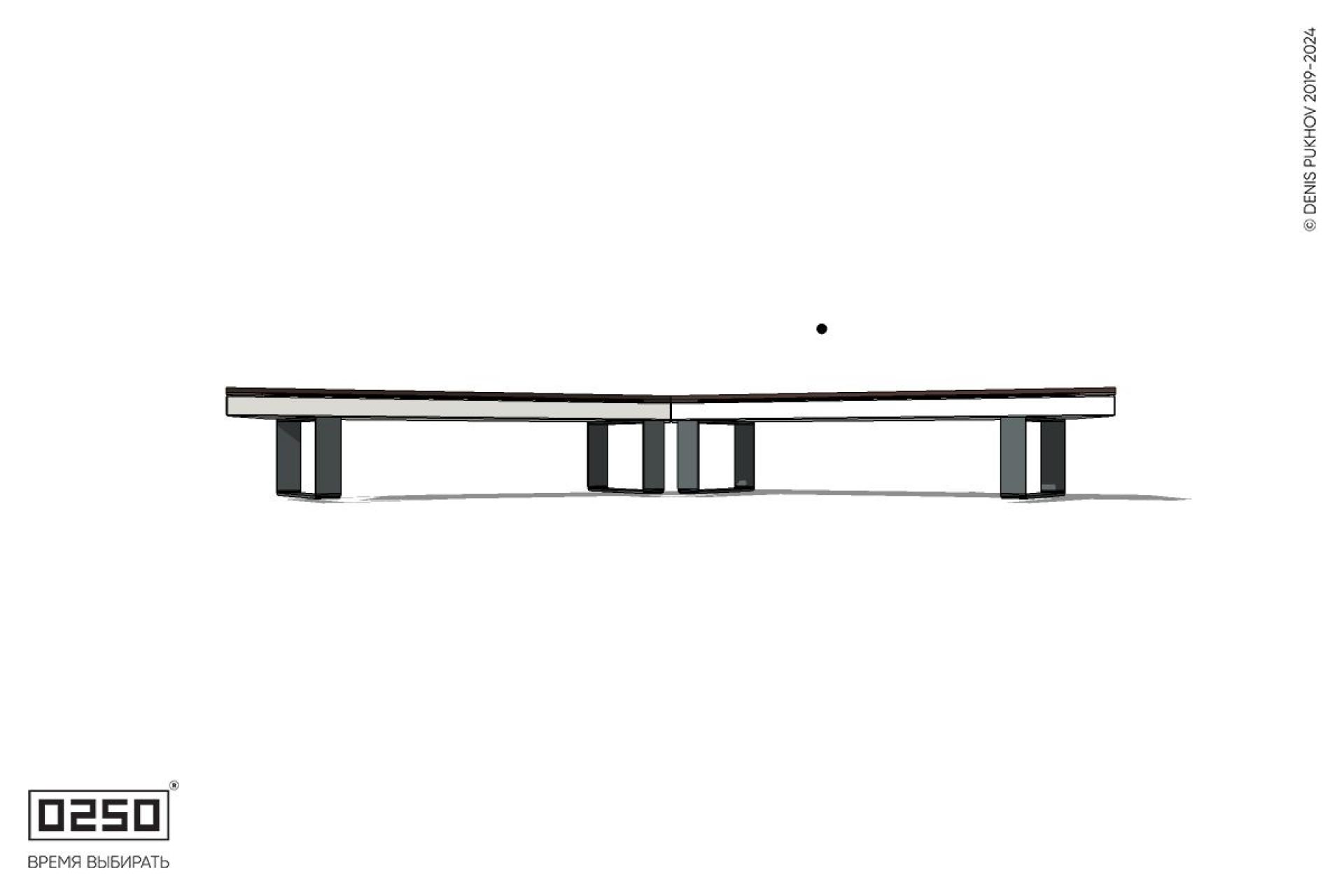 Уличная Широкоугловая контрскошенная скамейка  на ножках производство 0250