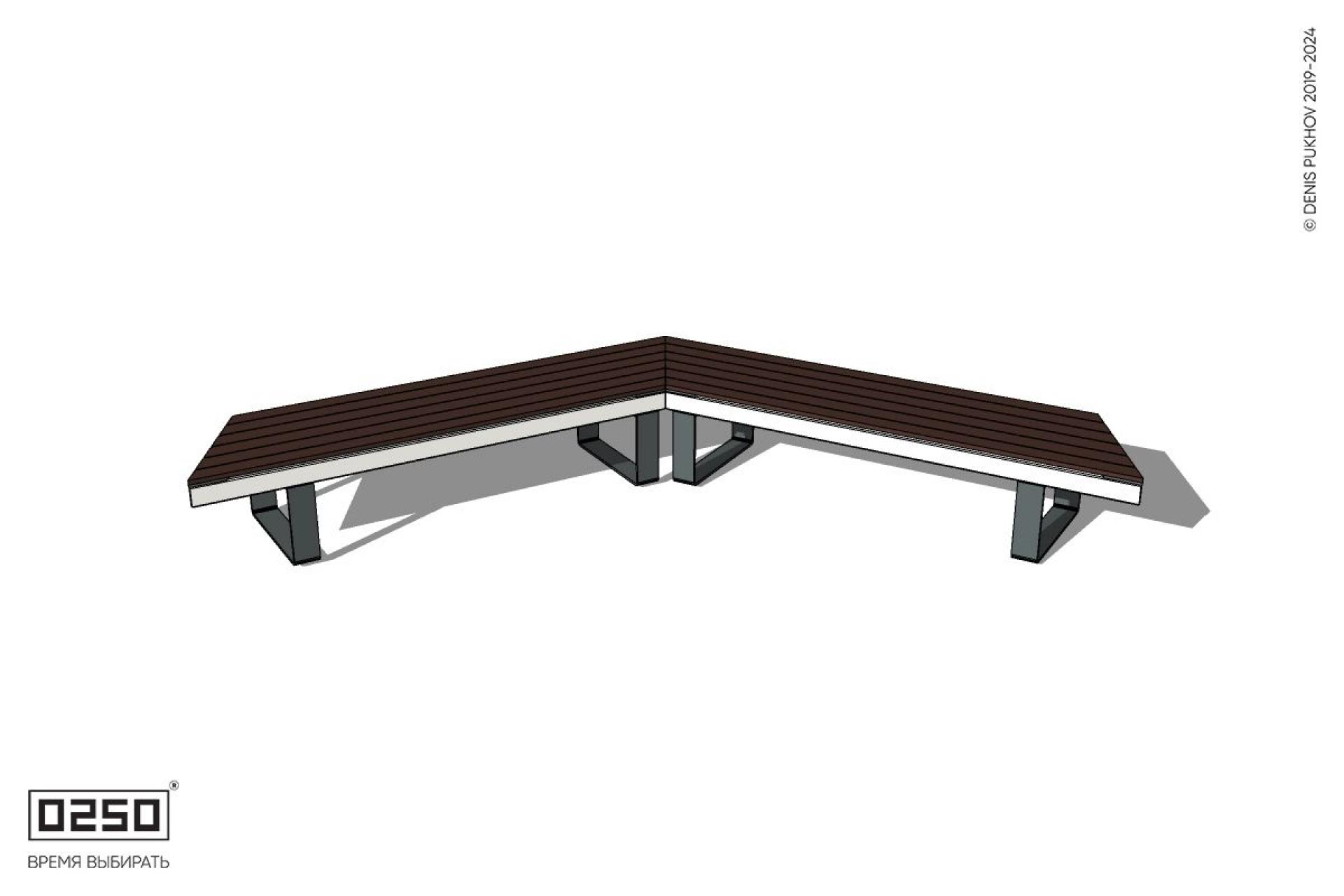 Уличная Широкоугловая контрскошенная скамейка  на ножках производство 0250