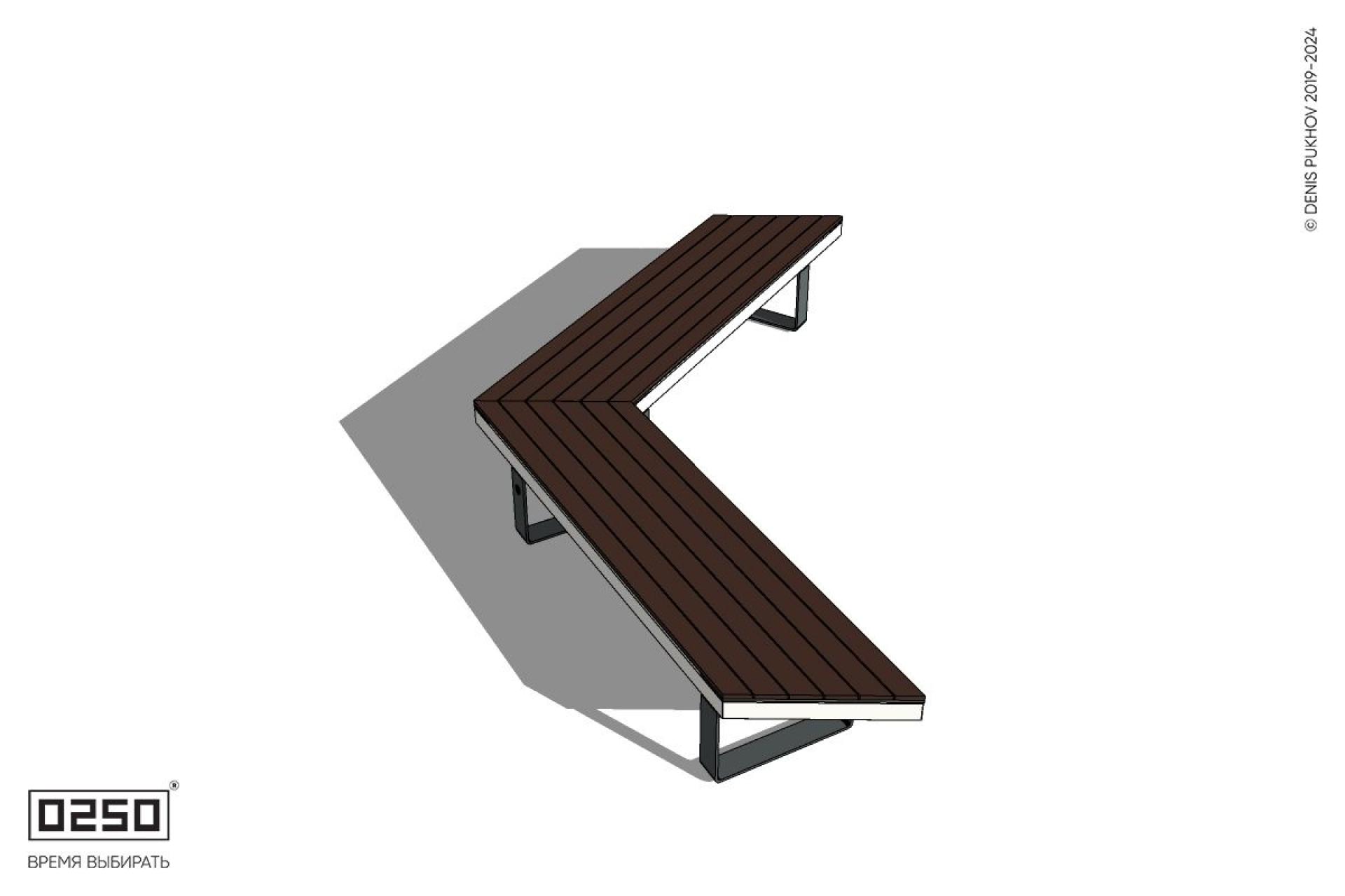 Уличная Широкоугловая контрскошенная скамейка  на ножках производство 0250