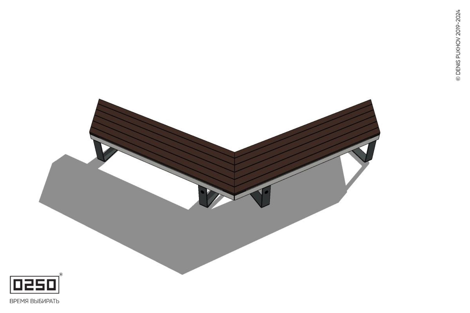 Уличная Широкоугловая контрскошенная скамейка  на ножках производство 0250