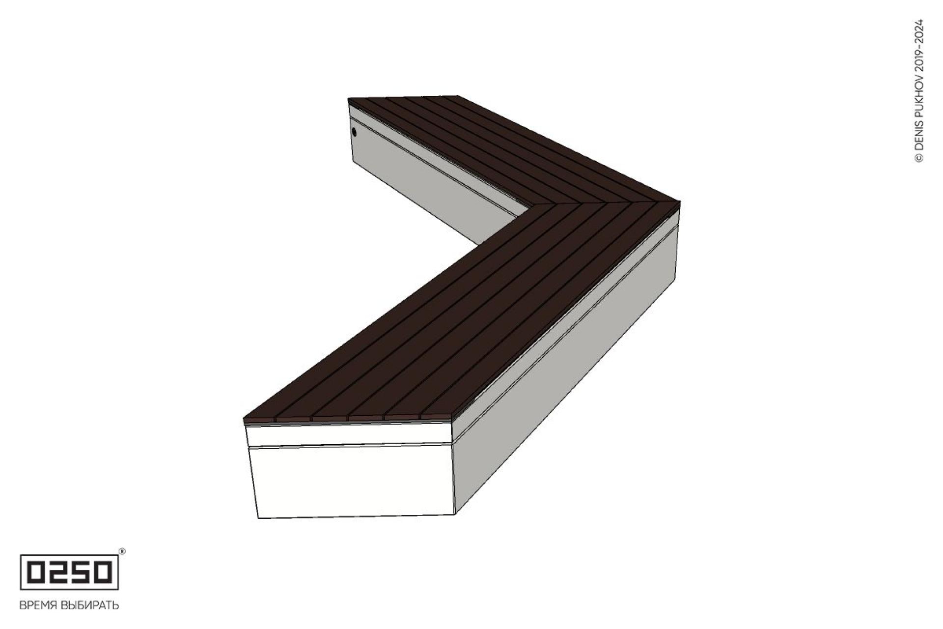 Уличная Широкоугловая контрскошенная скамейка на блоке производство 0250