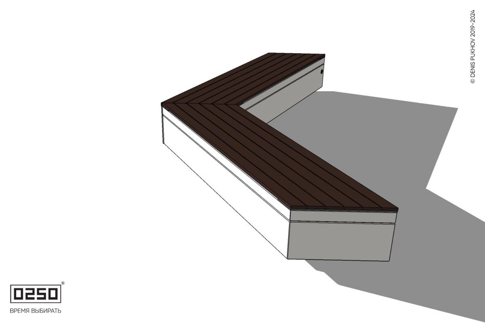 Уличная Широкоугловая контрскошенная скамейка на блоке производство 0250