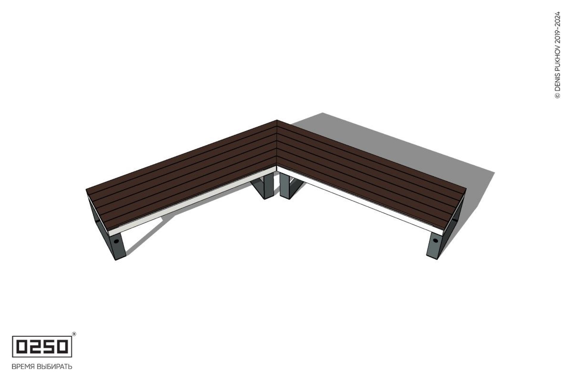 Уличная Широкоугловая прямоконечная скамейка на ножках производство 0250