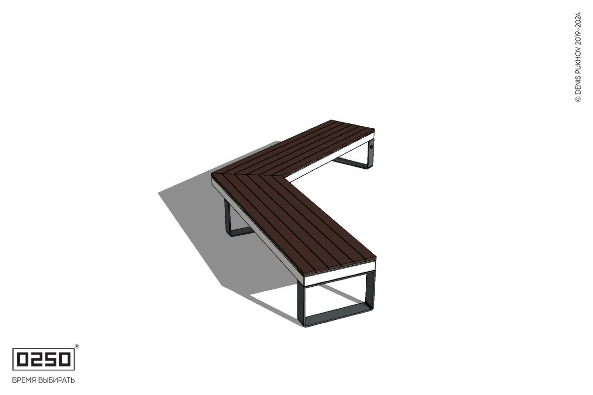 Уличная Широкоугловая прямоконечная скамейка на ножках производство 0250