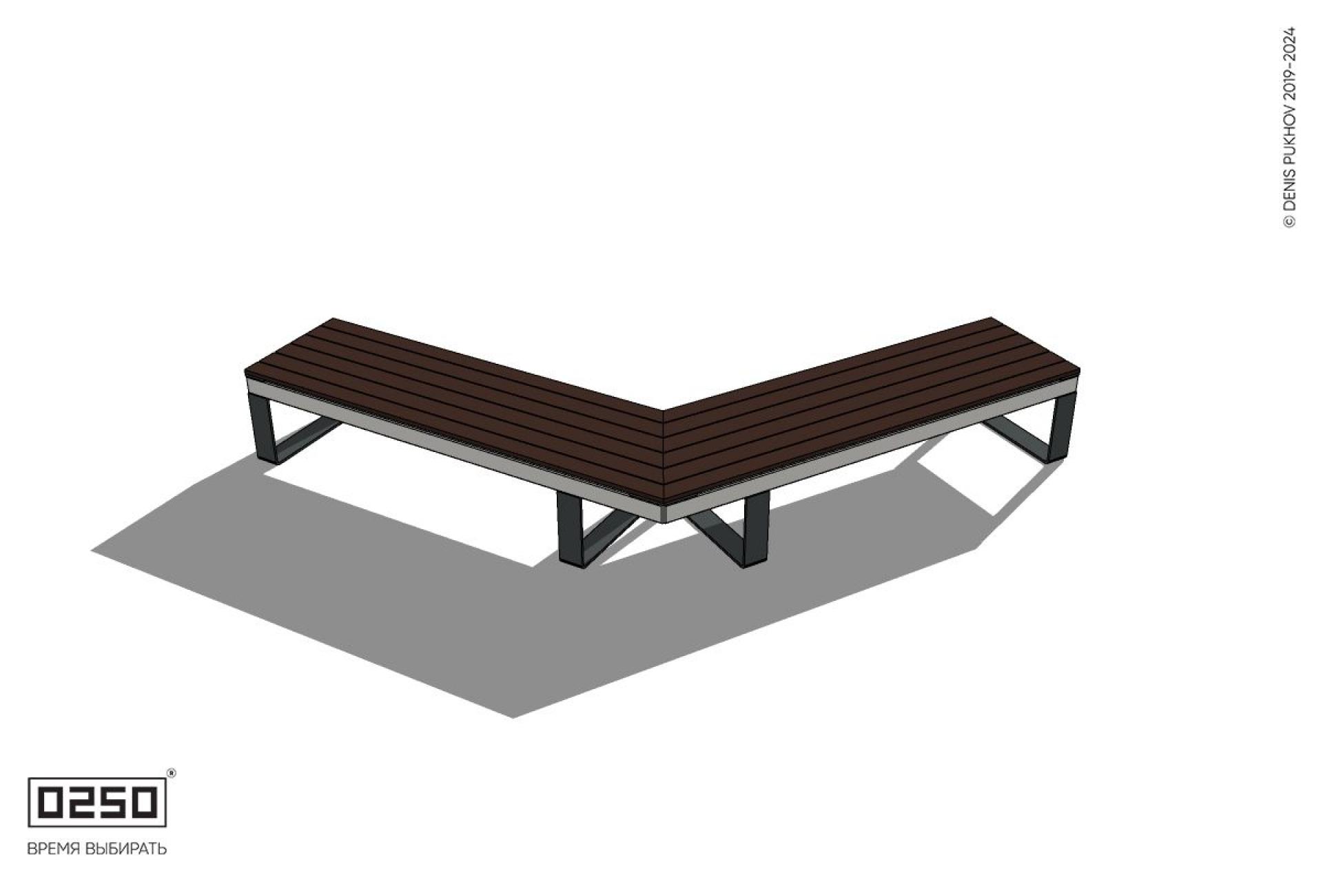 Уличная Широкоугловая прямоконечная скамейка на ножках производство 0250