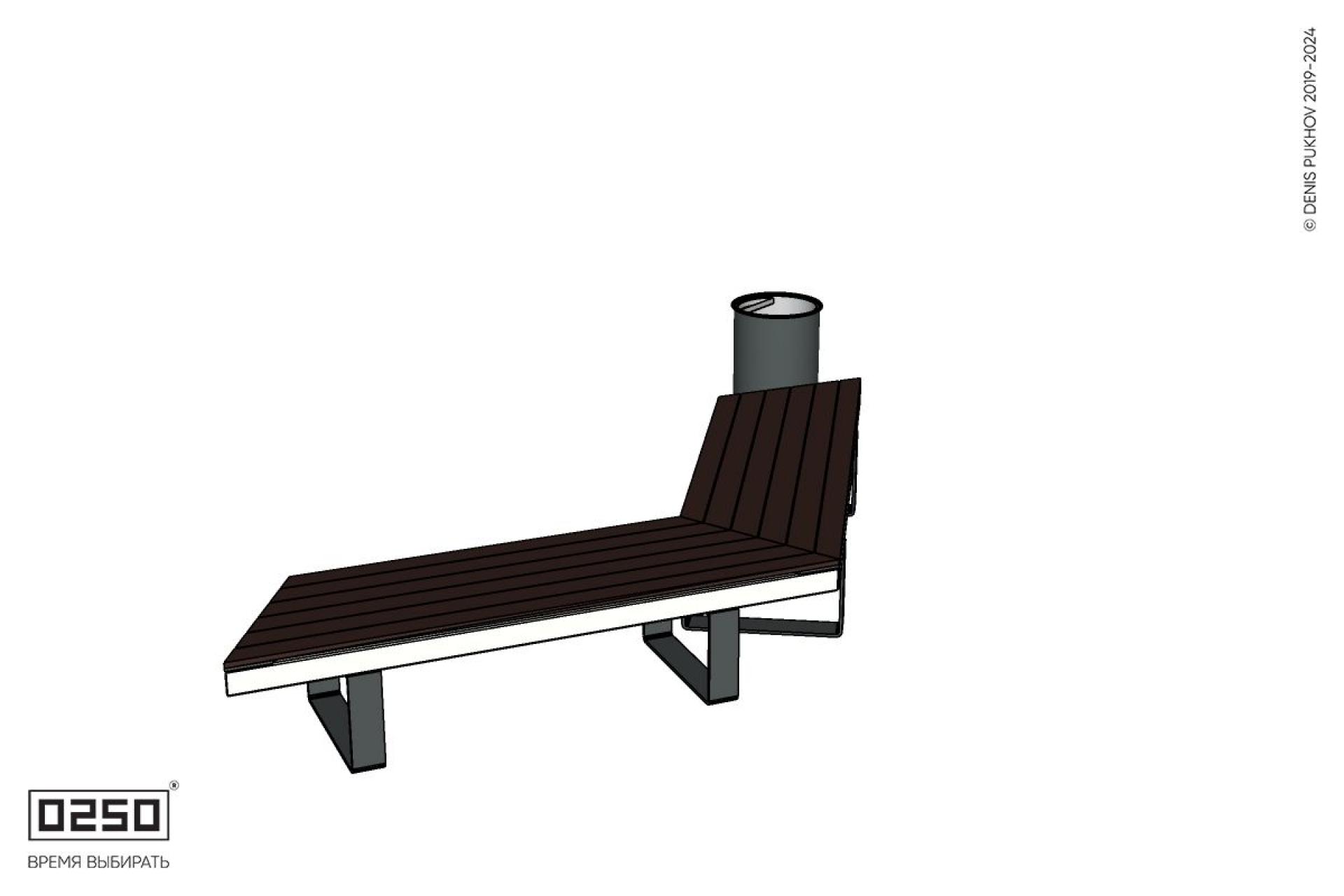 Уличная Широкоугловая скошенная скамейка на ножках с урной Урбан 2 производство 0250