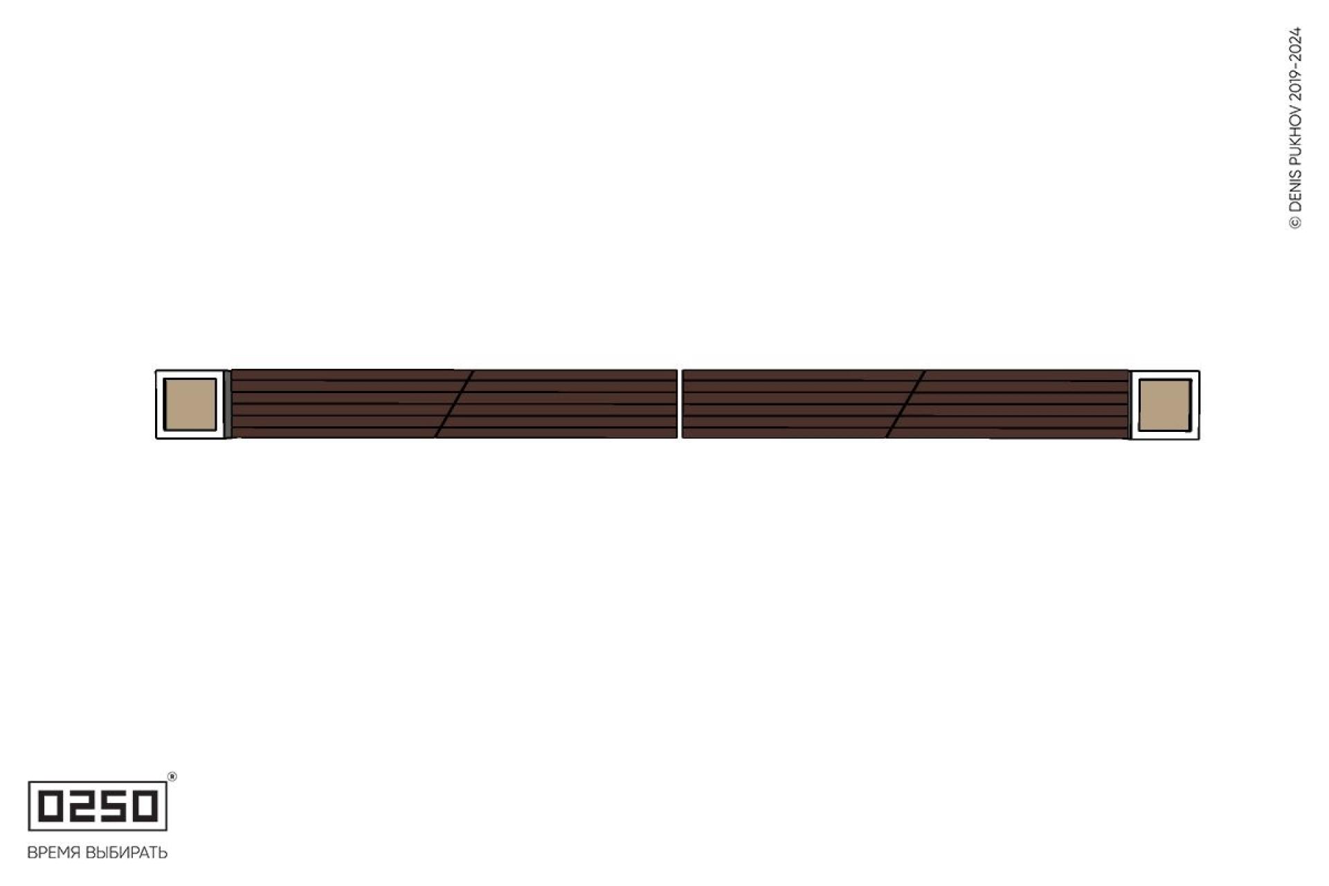 Уличная Скамейка четырехпролетная укороченная на ножках с двумя вазонами Кубэ 550 производство 0250