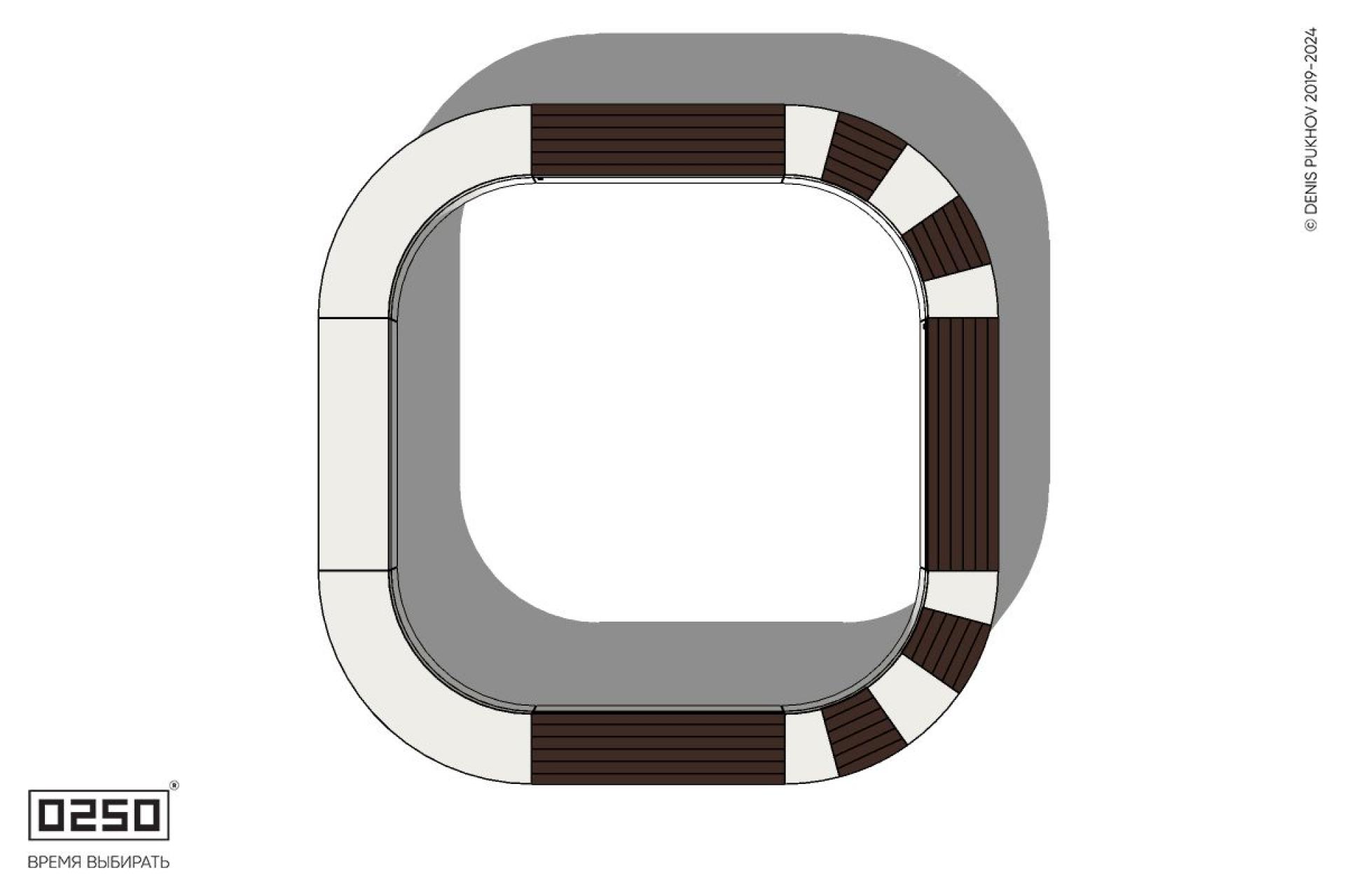 Уличная Скамейка квадрокруг на блоке с комбинированным настилом производство 0250, module