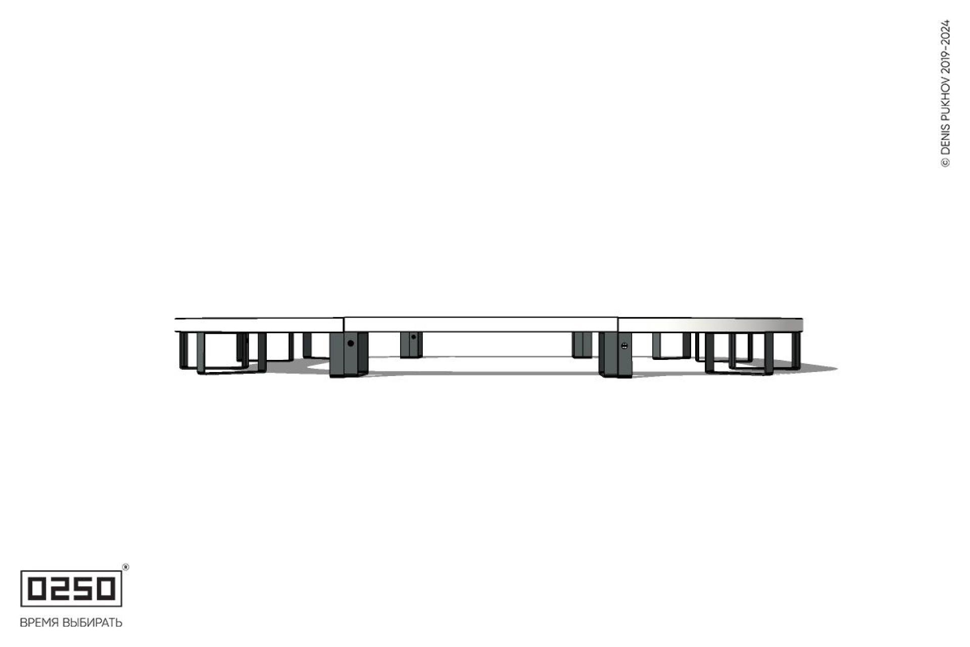 Уличная Бетонная квадрокруглая скамейка на ножках производство 0250